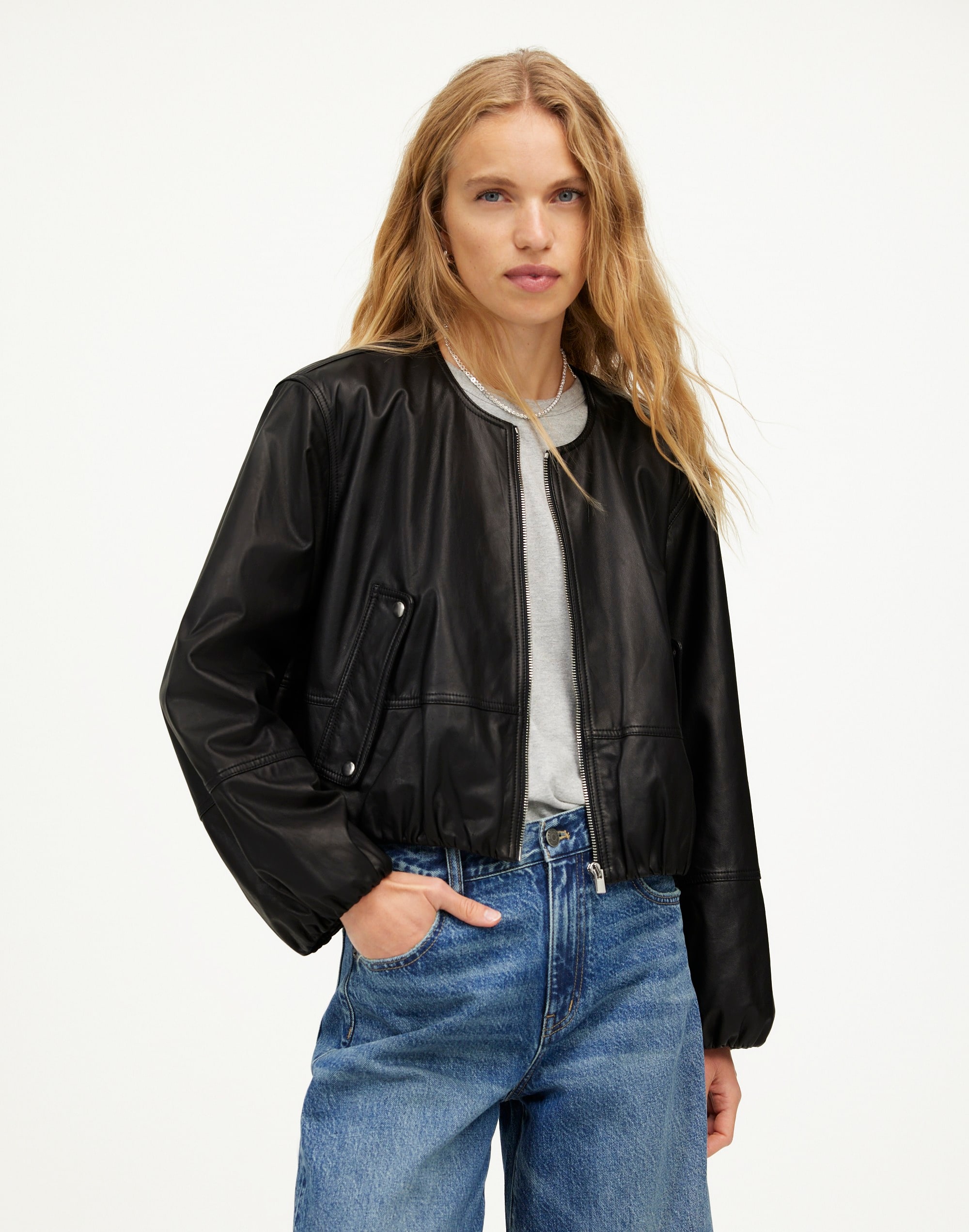 Leather Bubble-Sleeve Jacket | Madewell