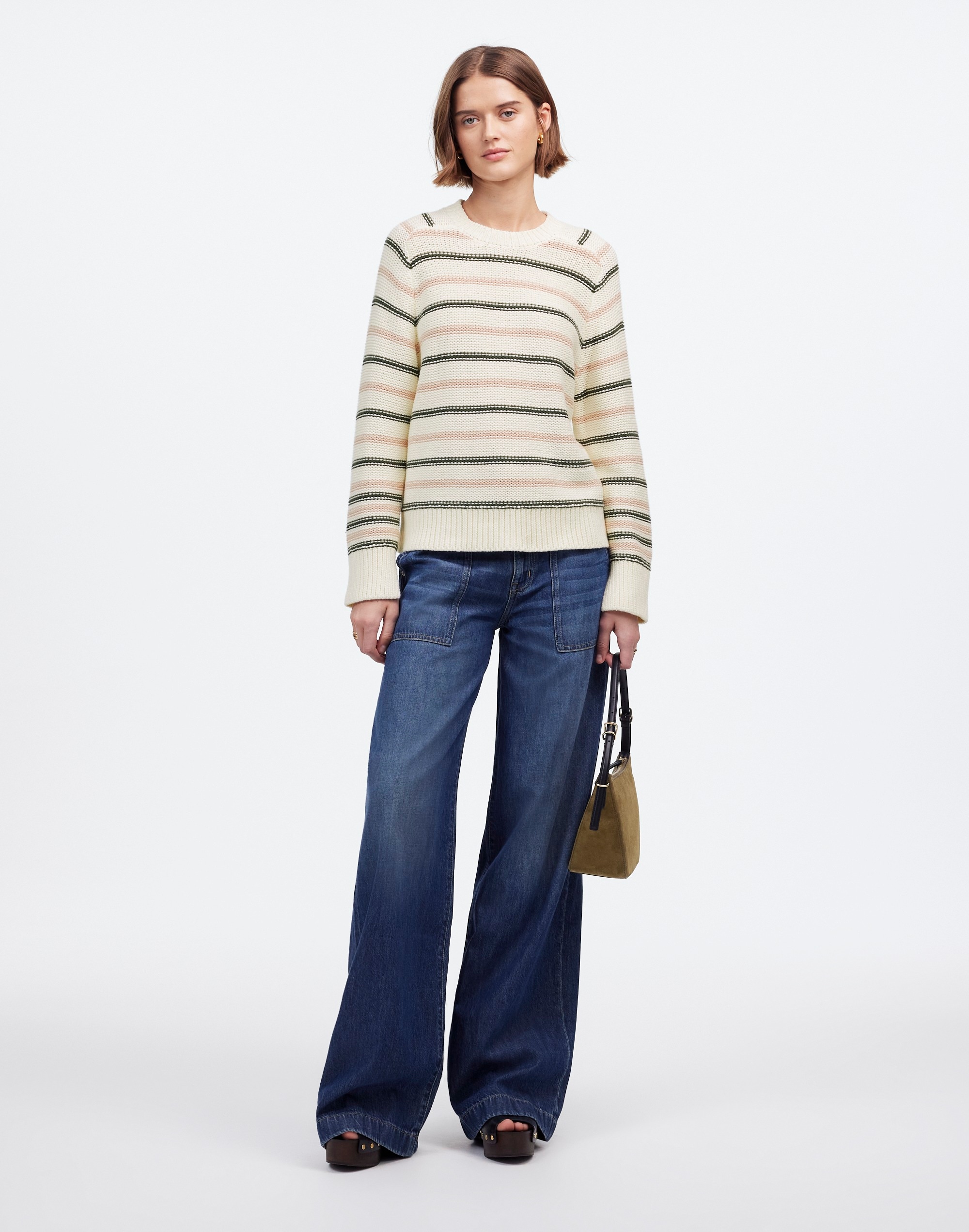 Cotton Crewneck Sweater Stripe | Madewell