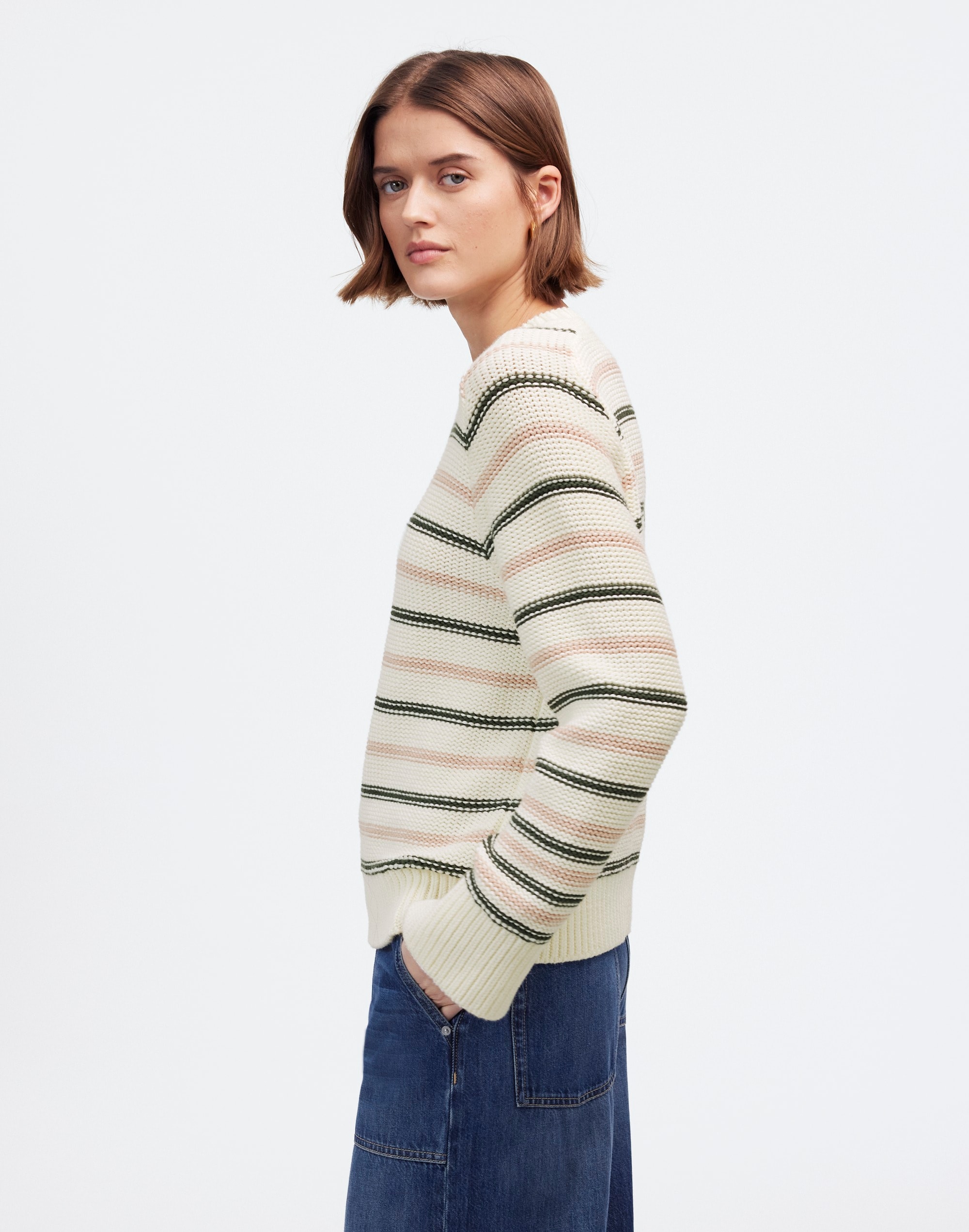 Cotton Crewneck Sweater Stripe | Madewell