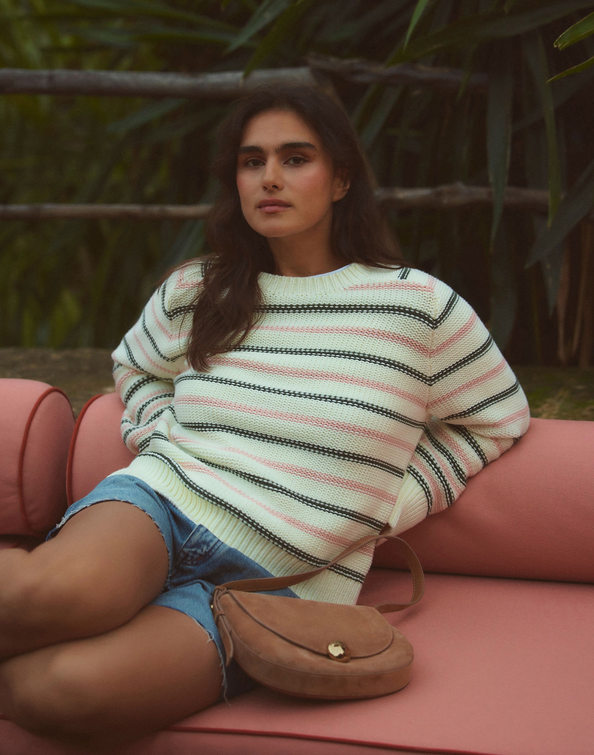 Cotton Crewneck Sweater in Stripe