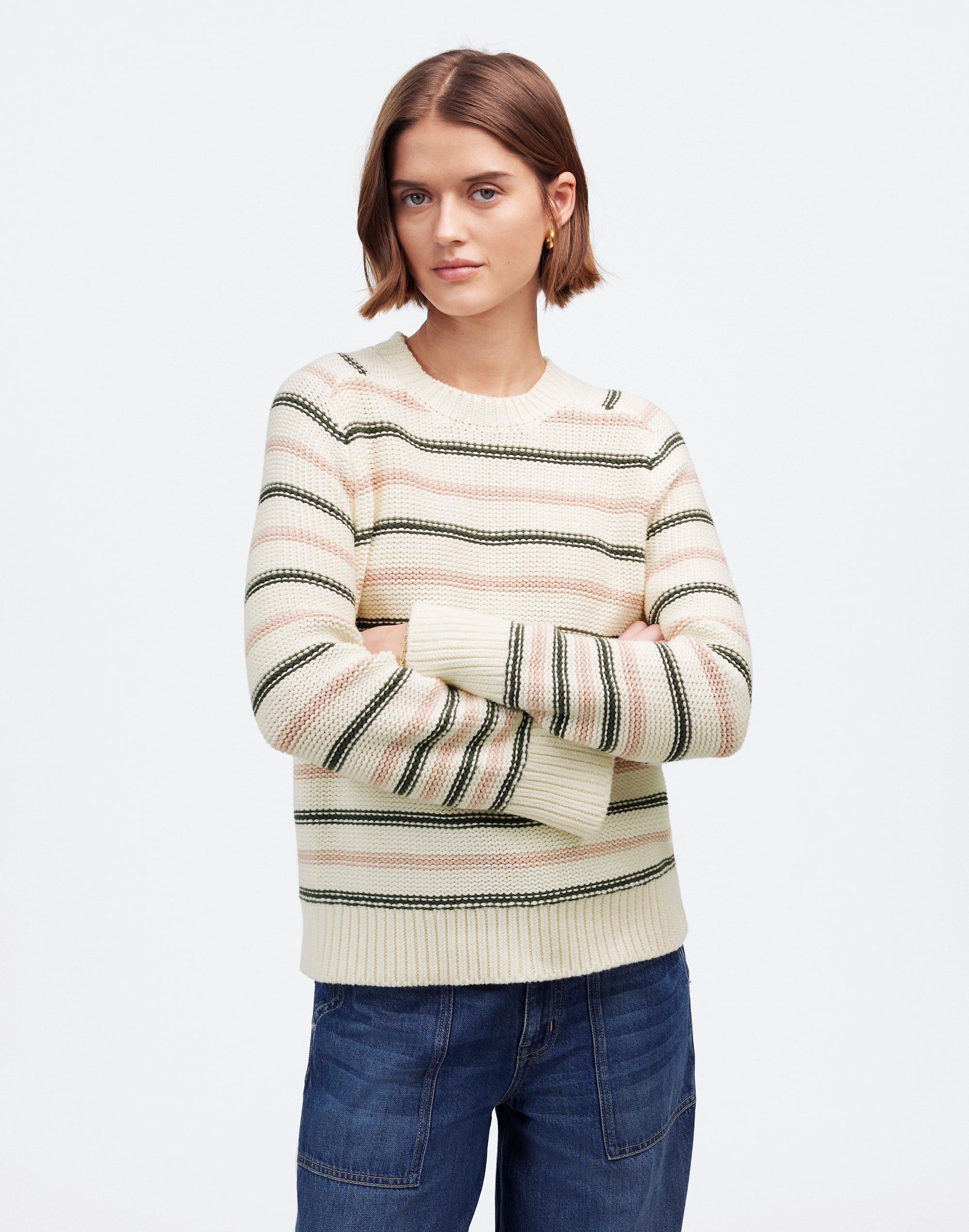 Cotton Crewneck Sweater Stripe | Madewell