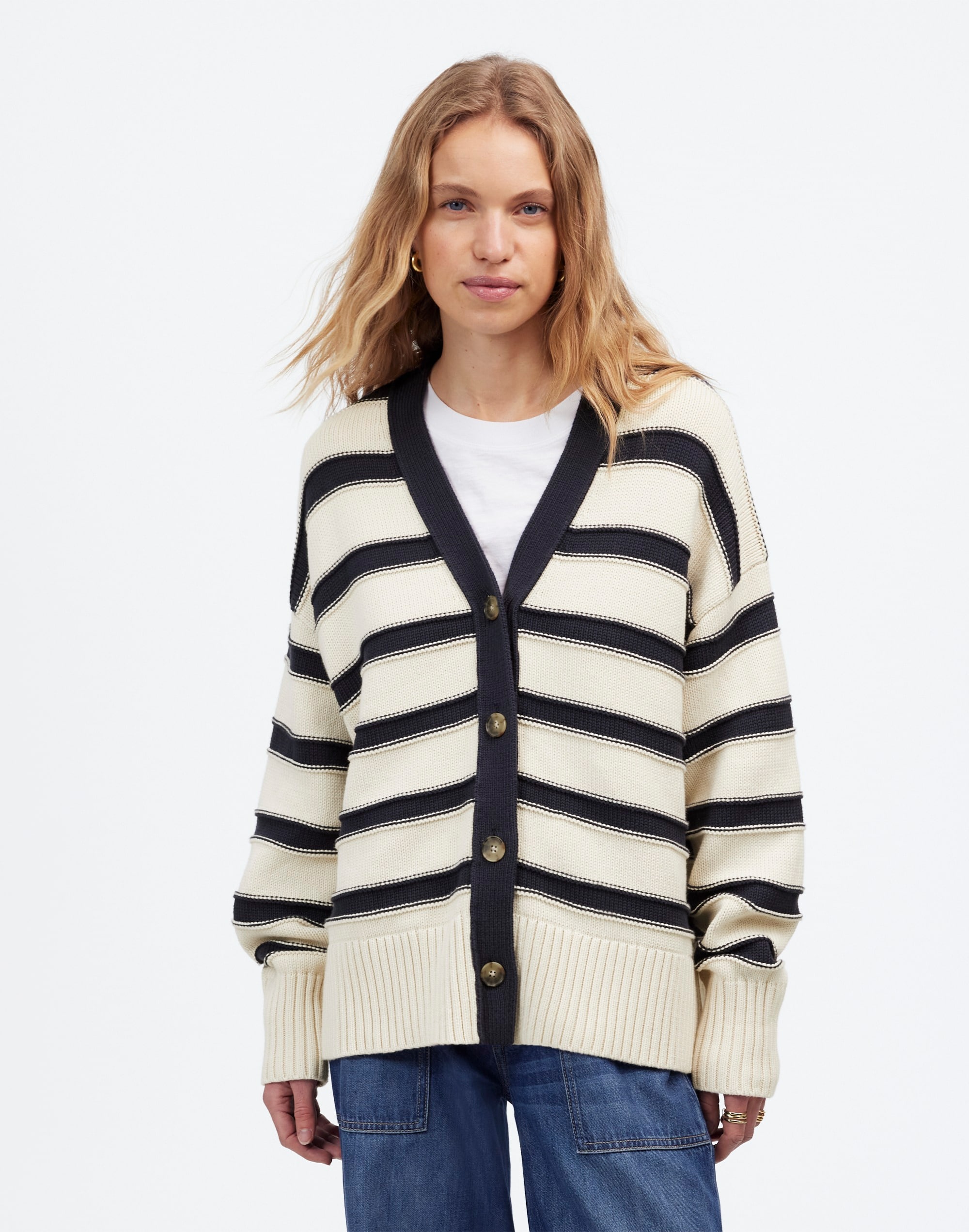 Oversized Cotton Cardigan Stripe | Madewell