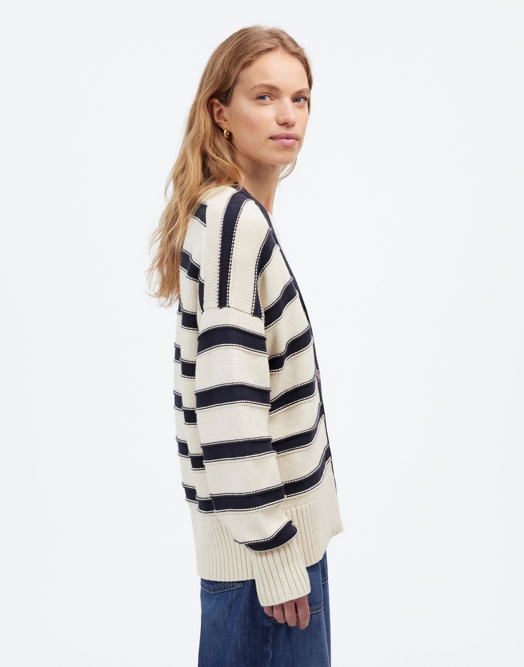 Oversized Cotton Cardigan Stripe | Madewell