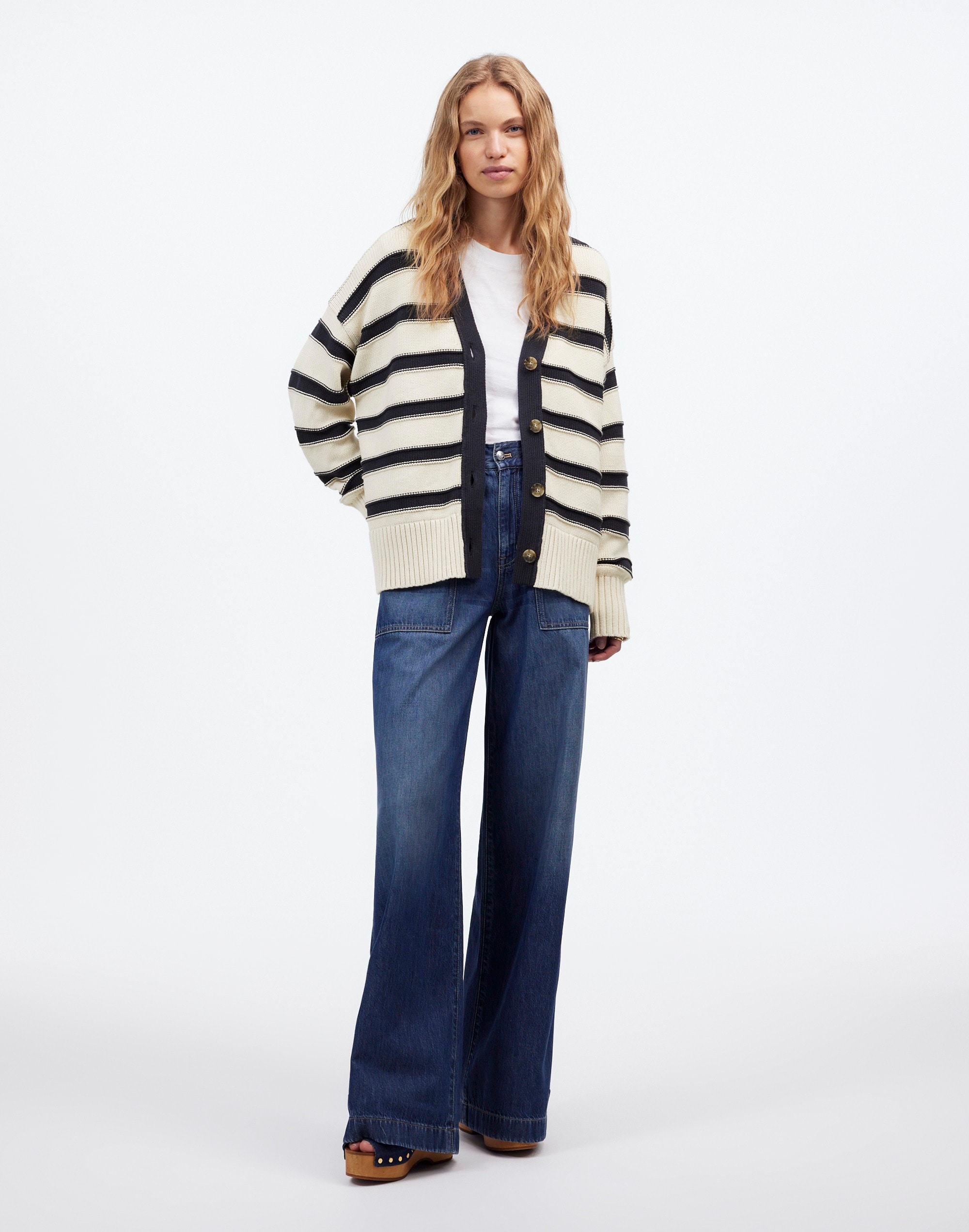 Oversized Cotton Cardigan Stripe | Madewell