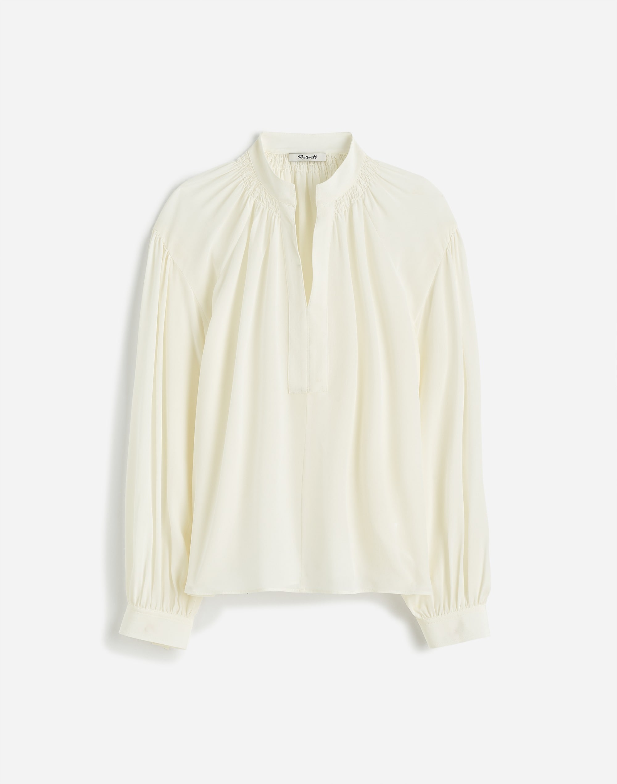 Shirred Long-Sleeve Top Silk | Madewell