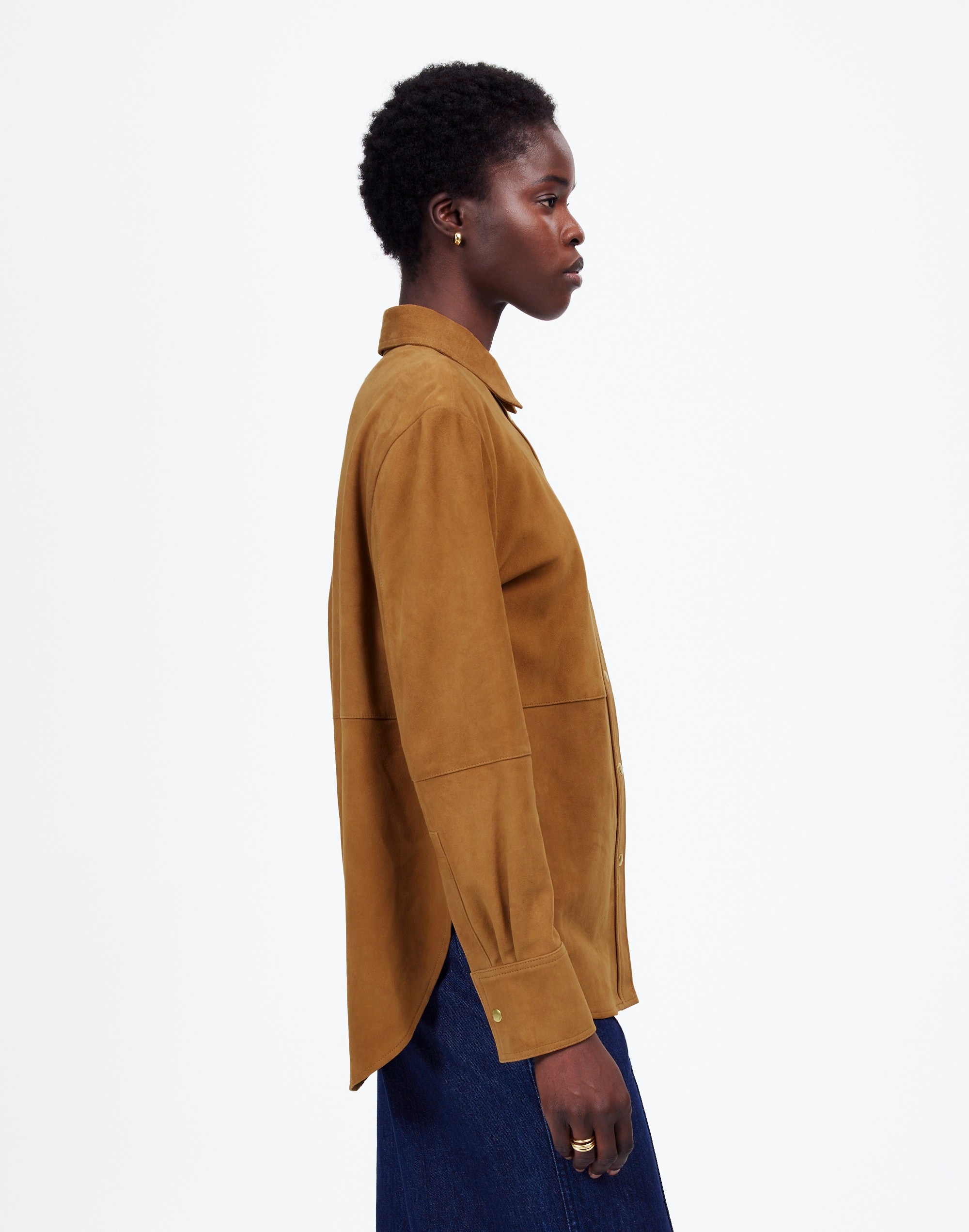 Straight-Hem Button-Up Shirt Suede | Madewell