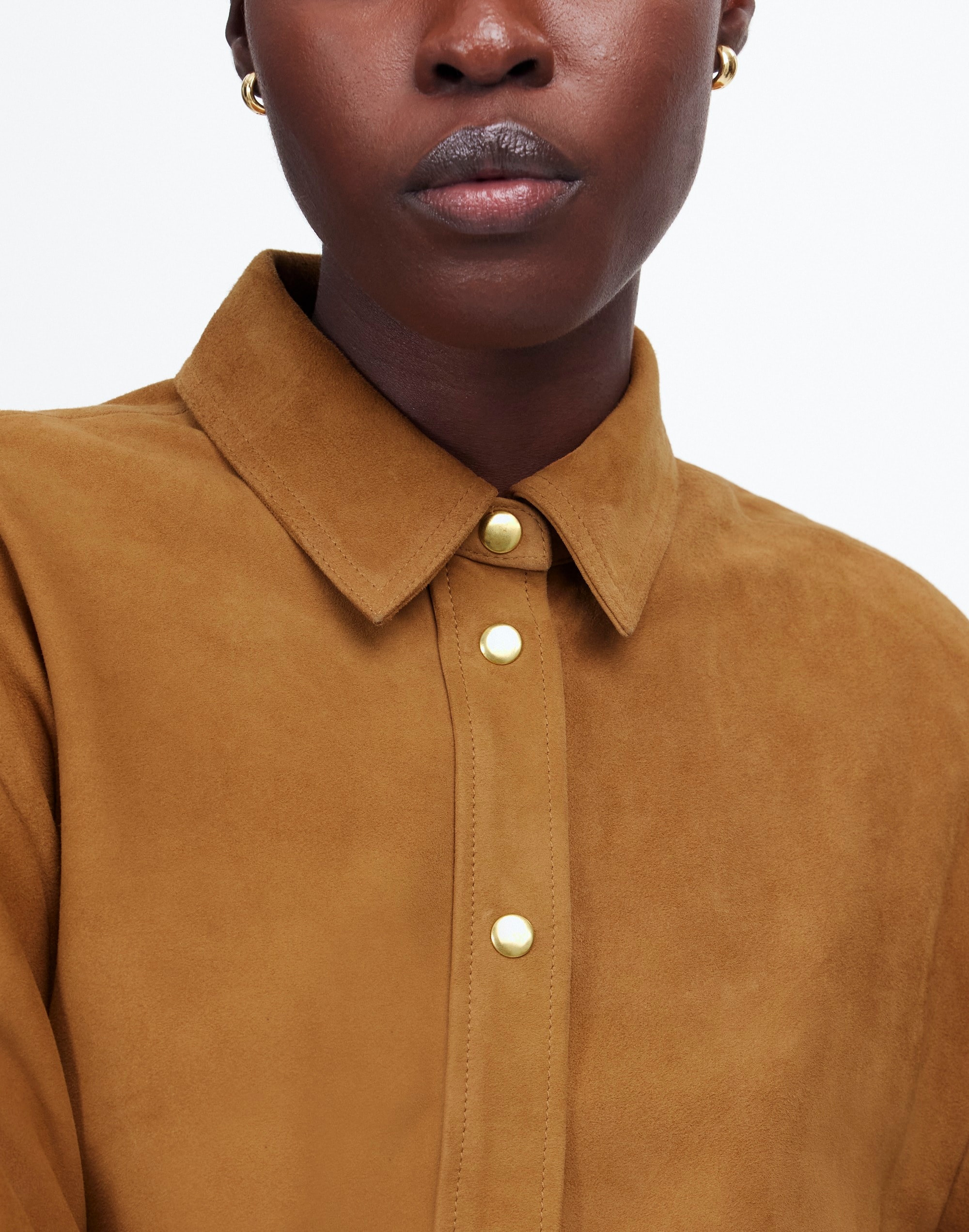 Straight-Hem Button-Up Shirt Suede | Madewell