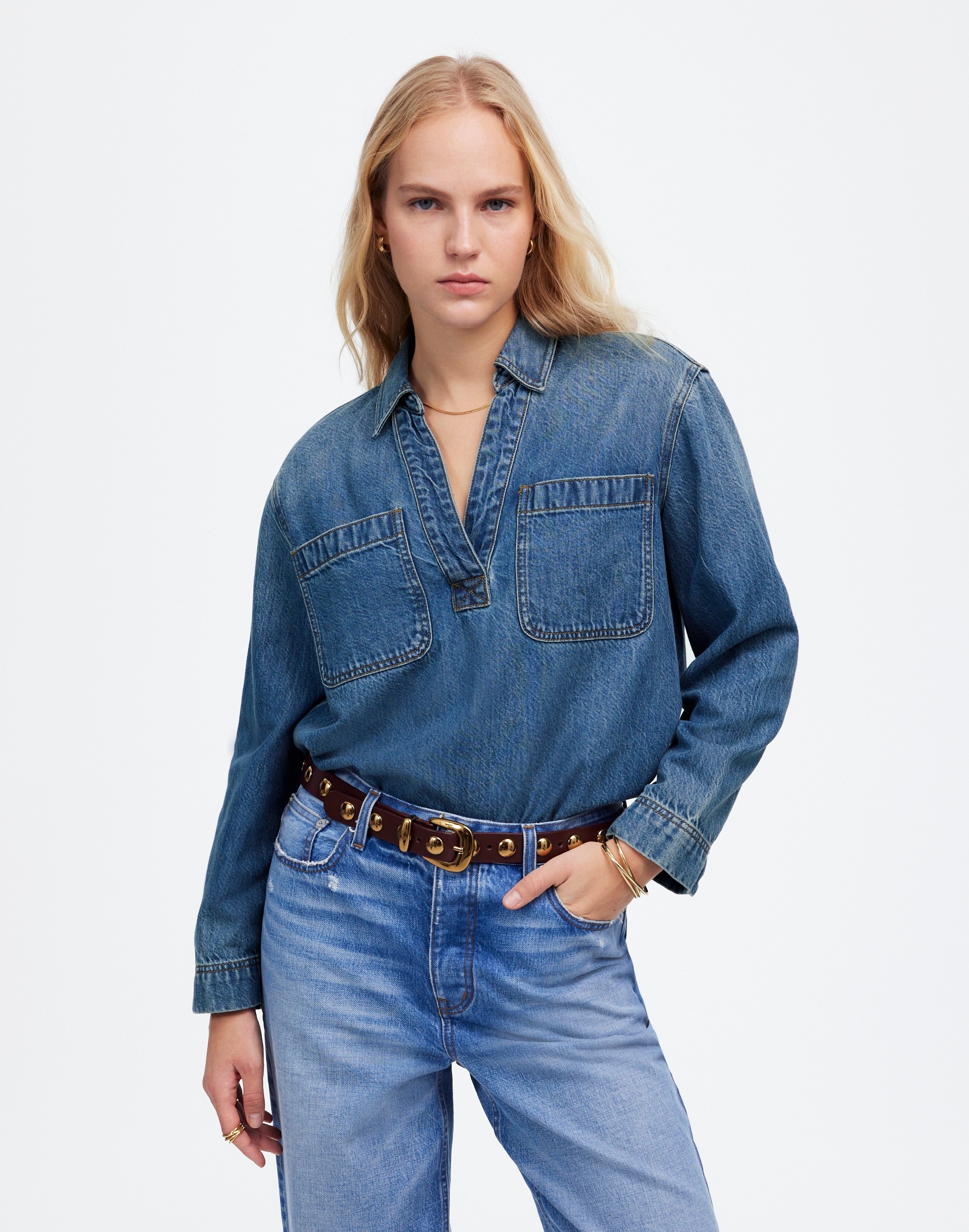 Denim Popover Tunic Shirt Ector Wash | Madewell