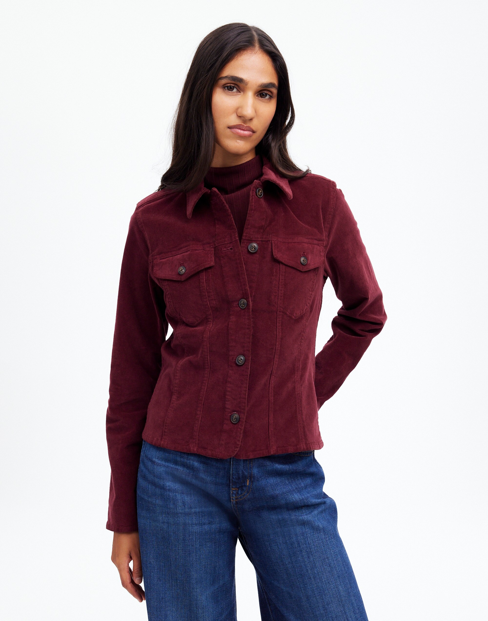 Mw Shrunken Button-front Shirt In Cabernet