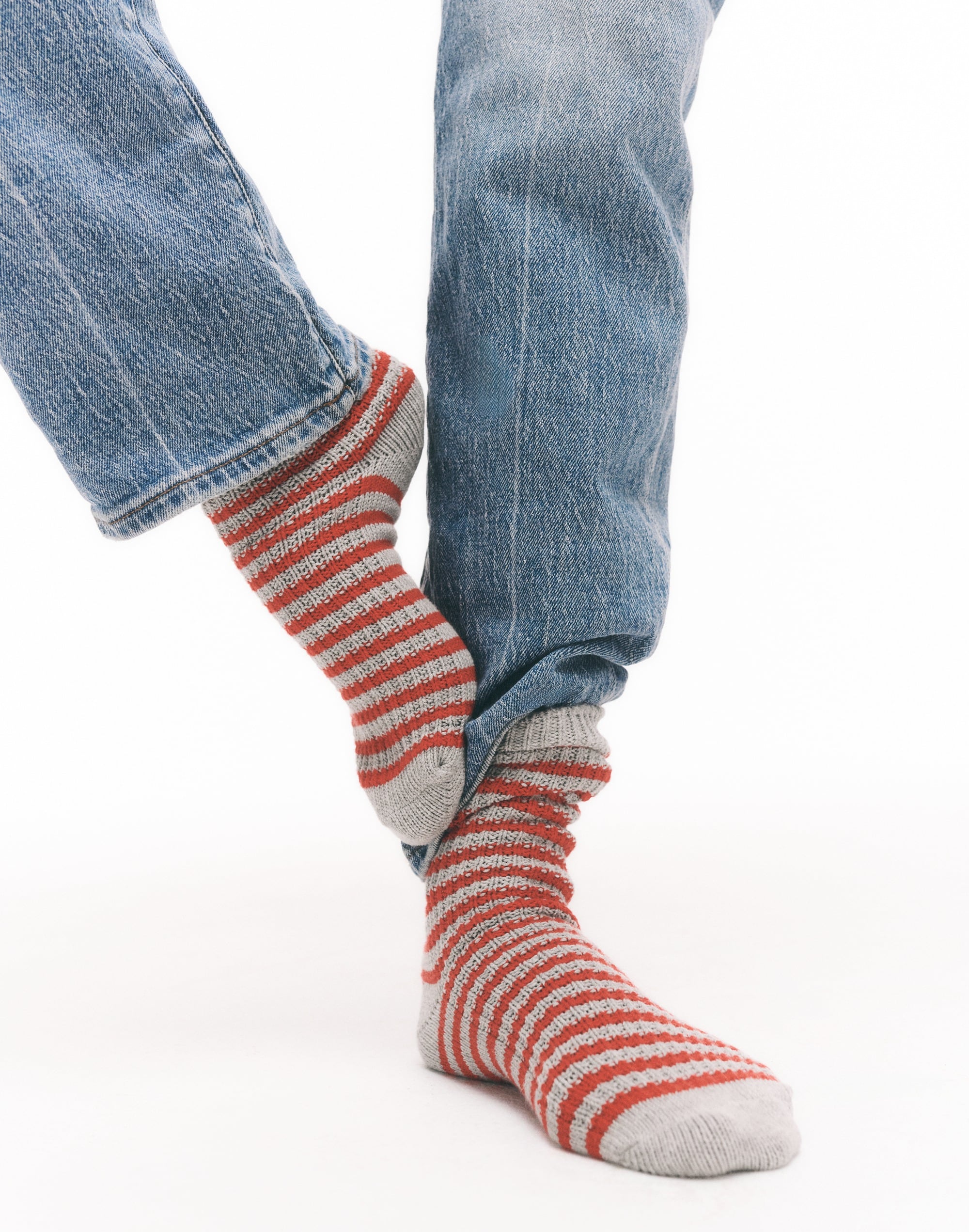 Waffle-Knit Trouser Socks in Stripe