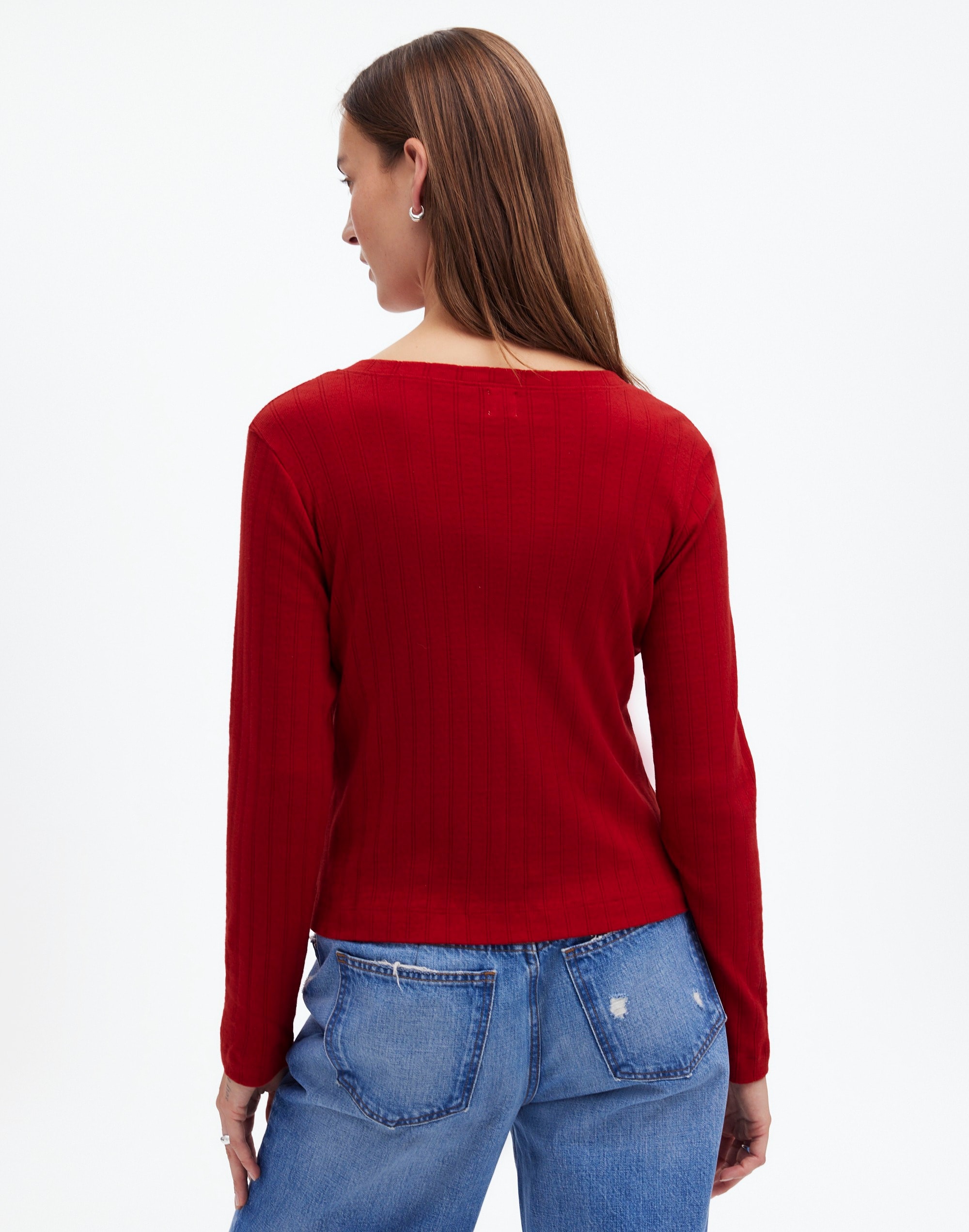 Madewell x LESET Pointelle Classic Crew Cardigan |