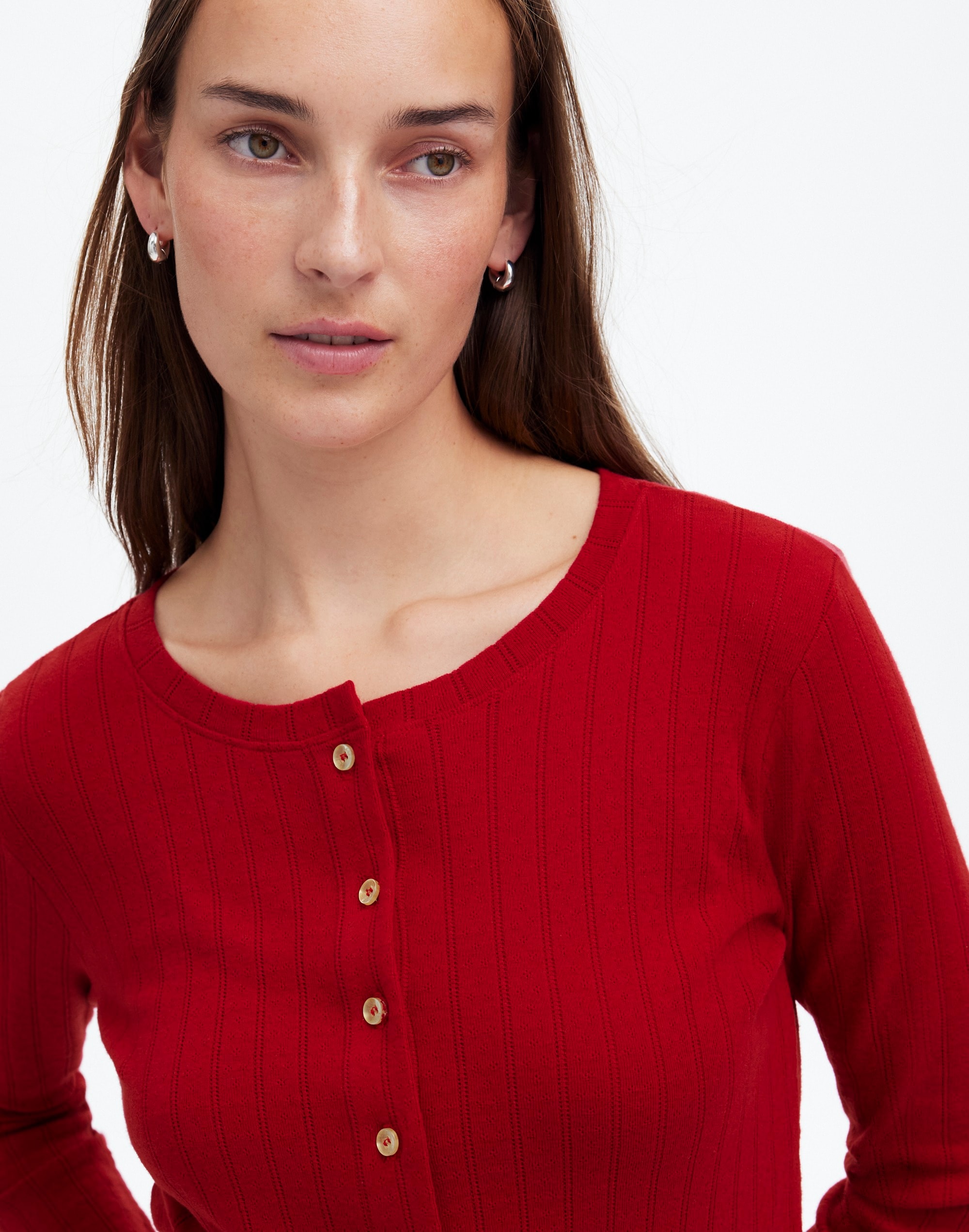 Madewell x LESET Pointelle Classic Crew Cardigan |