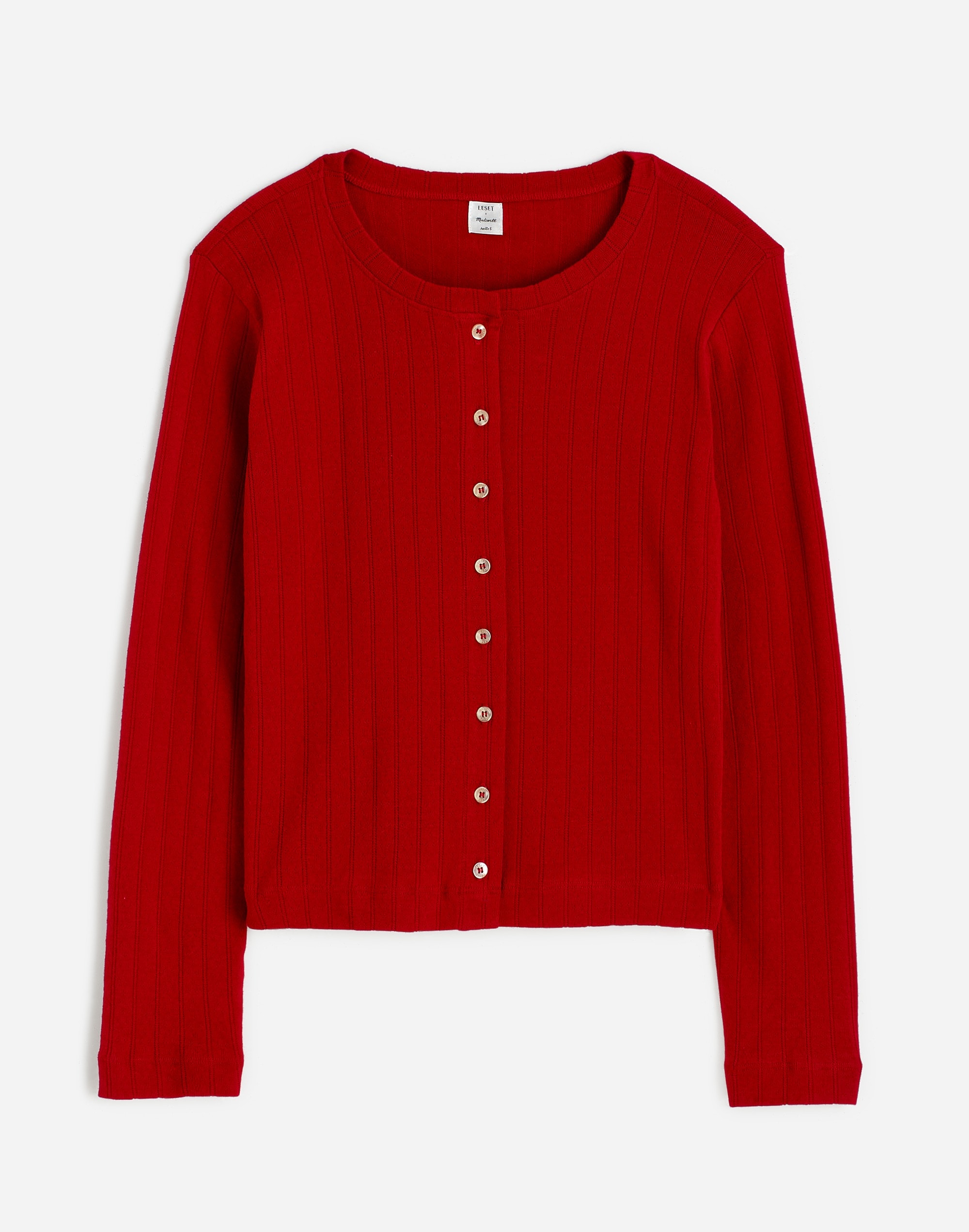 Madewell x LESET Pointelle Classic Crew Cardigan |