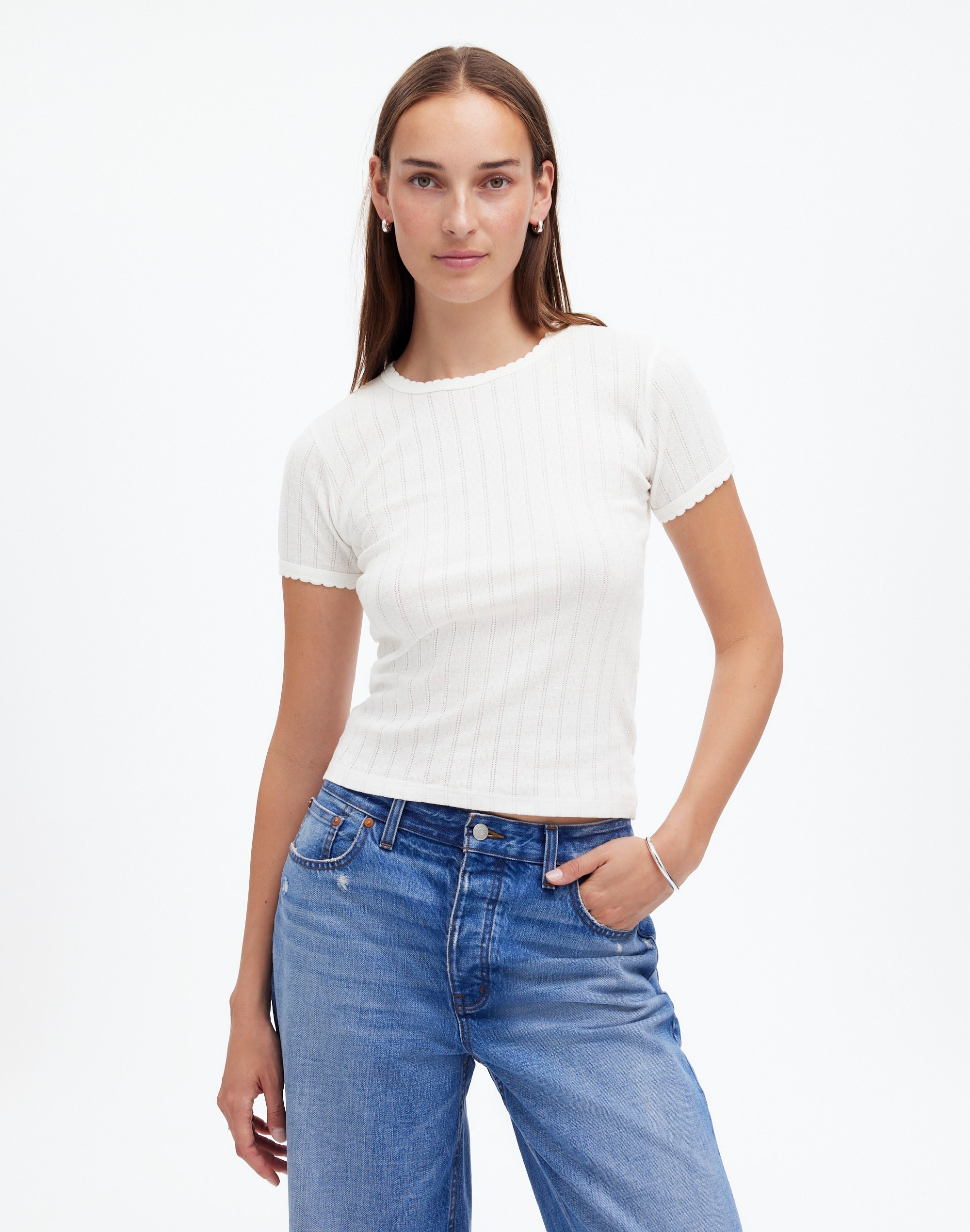 Madewell x LESET Pointelle Slim-Fit Tee |