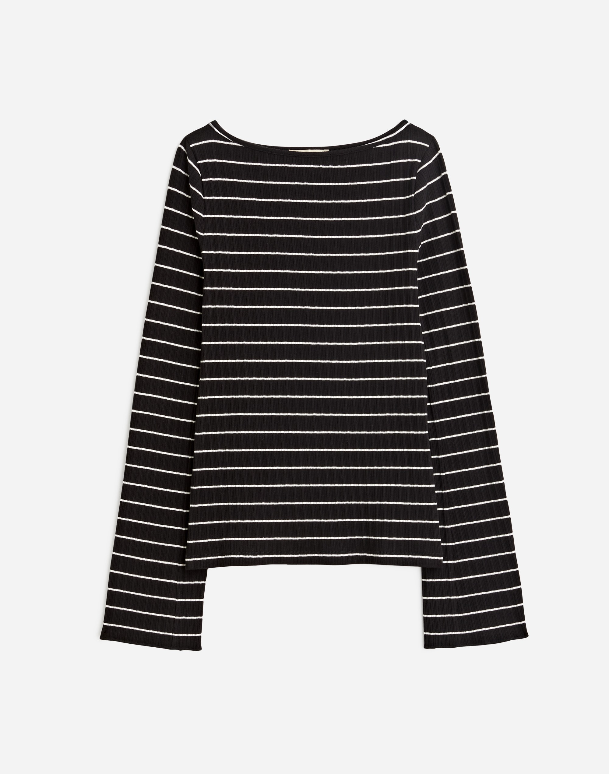 Ribbed Long-Sleeve Boatneck Top Stripe | Madewell