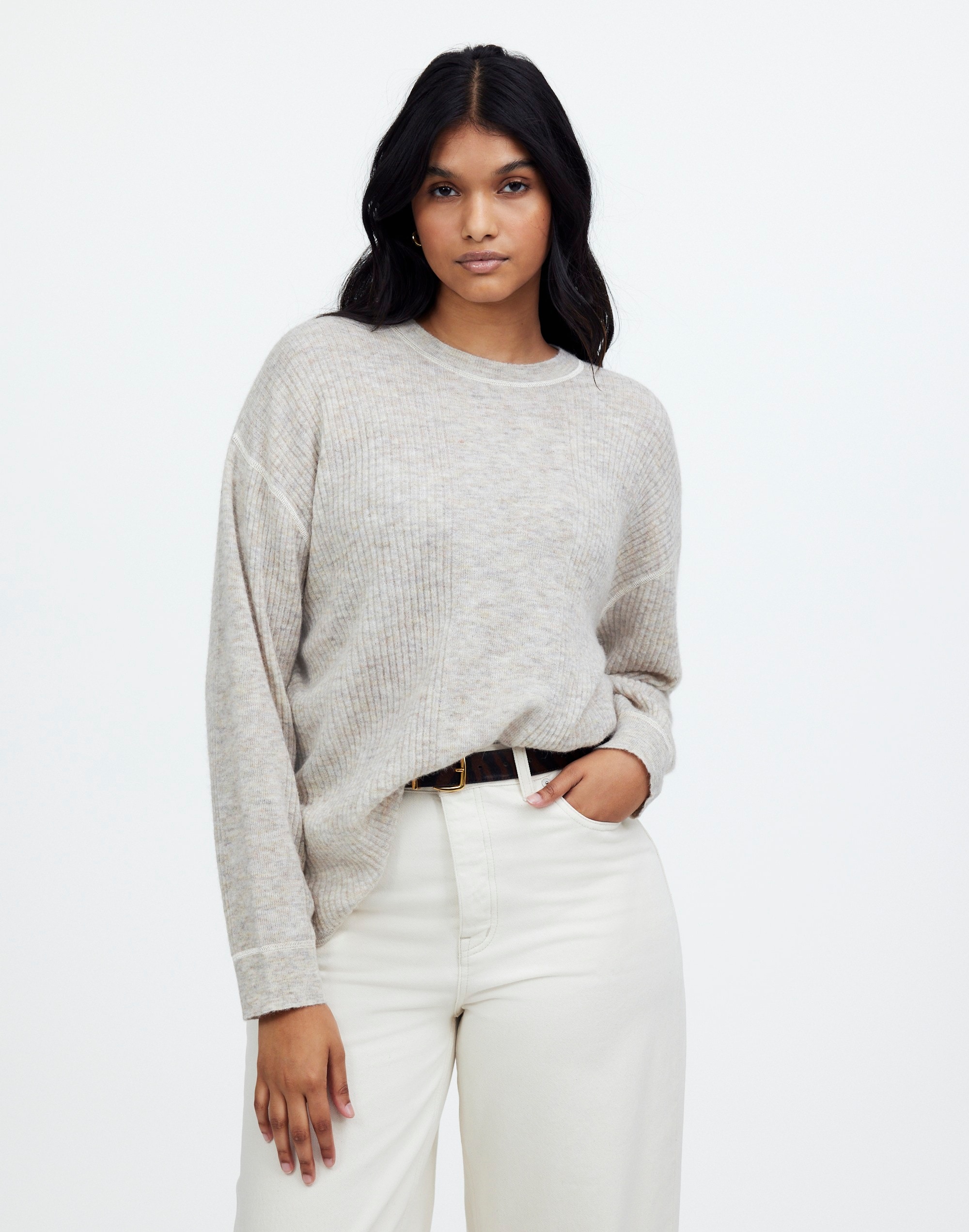 Plus Ribbed Alpaca-Blend Crewneck Sweater | Madewell