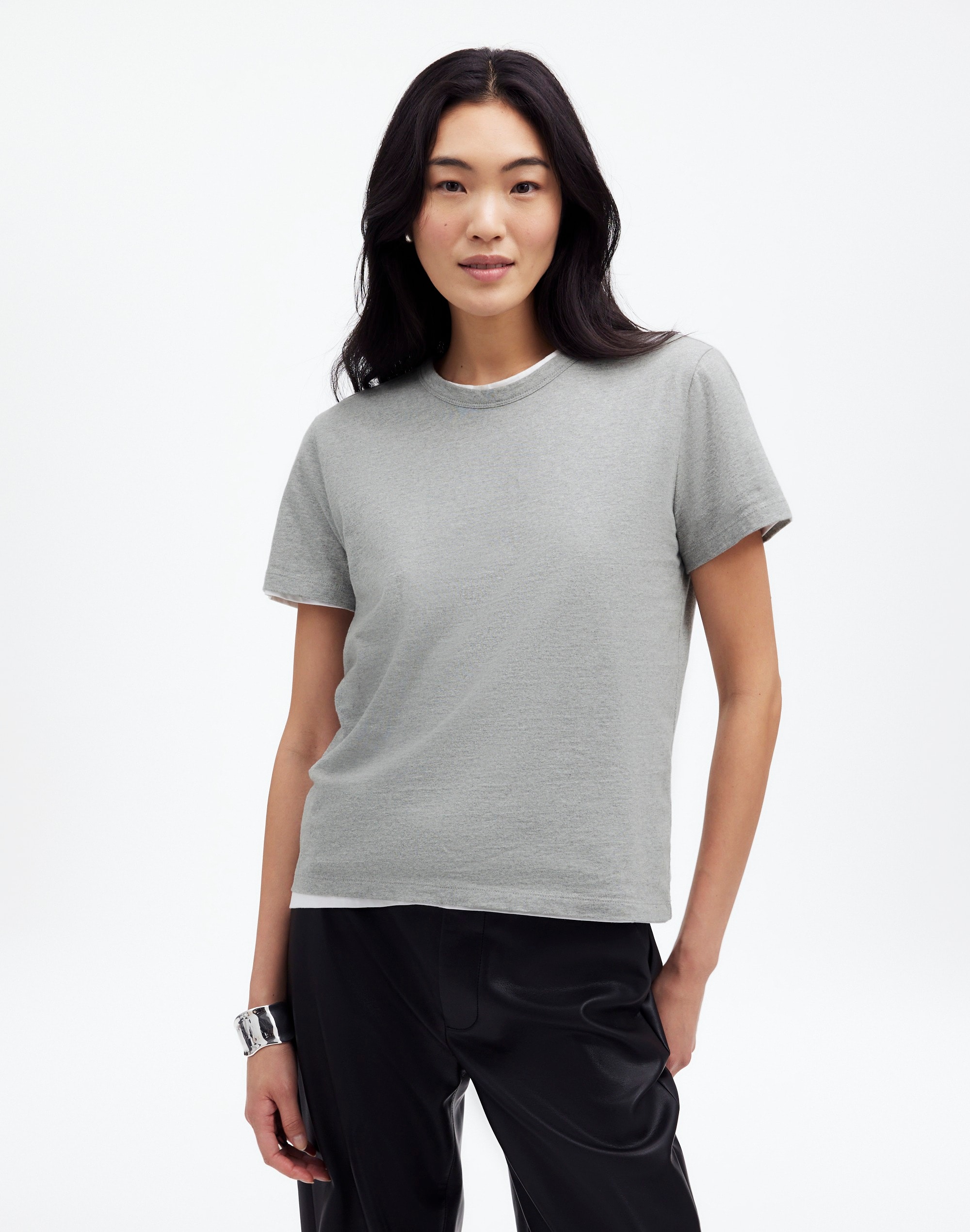 Heathered Cotton Perfect Crewneck Tee | Madewell