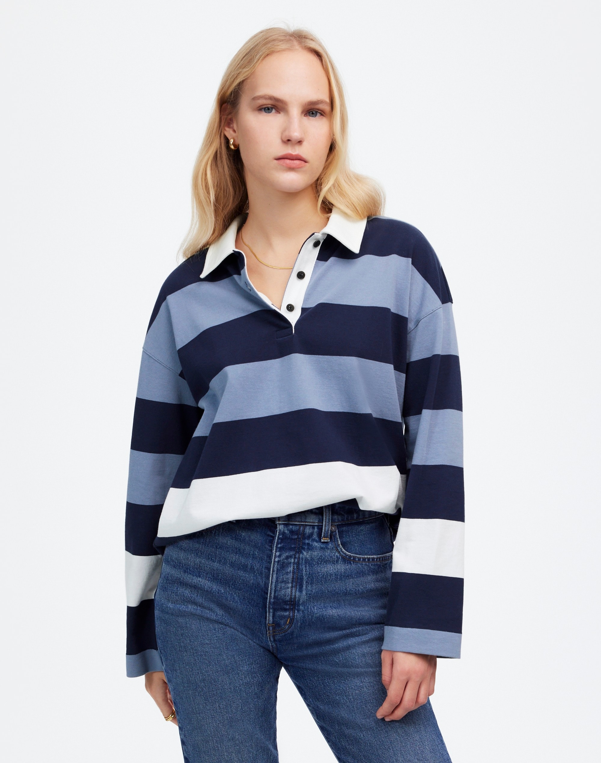 Rugby Long-Sleeve Polo Shirt | Madewell