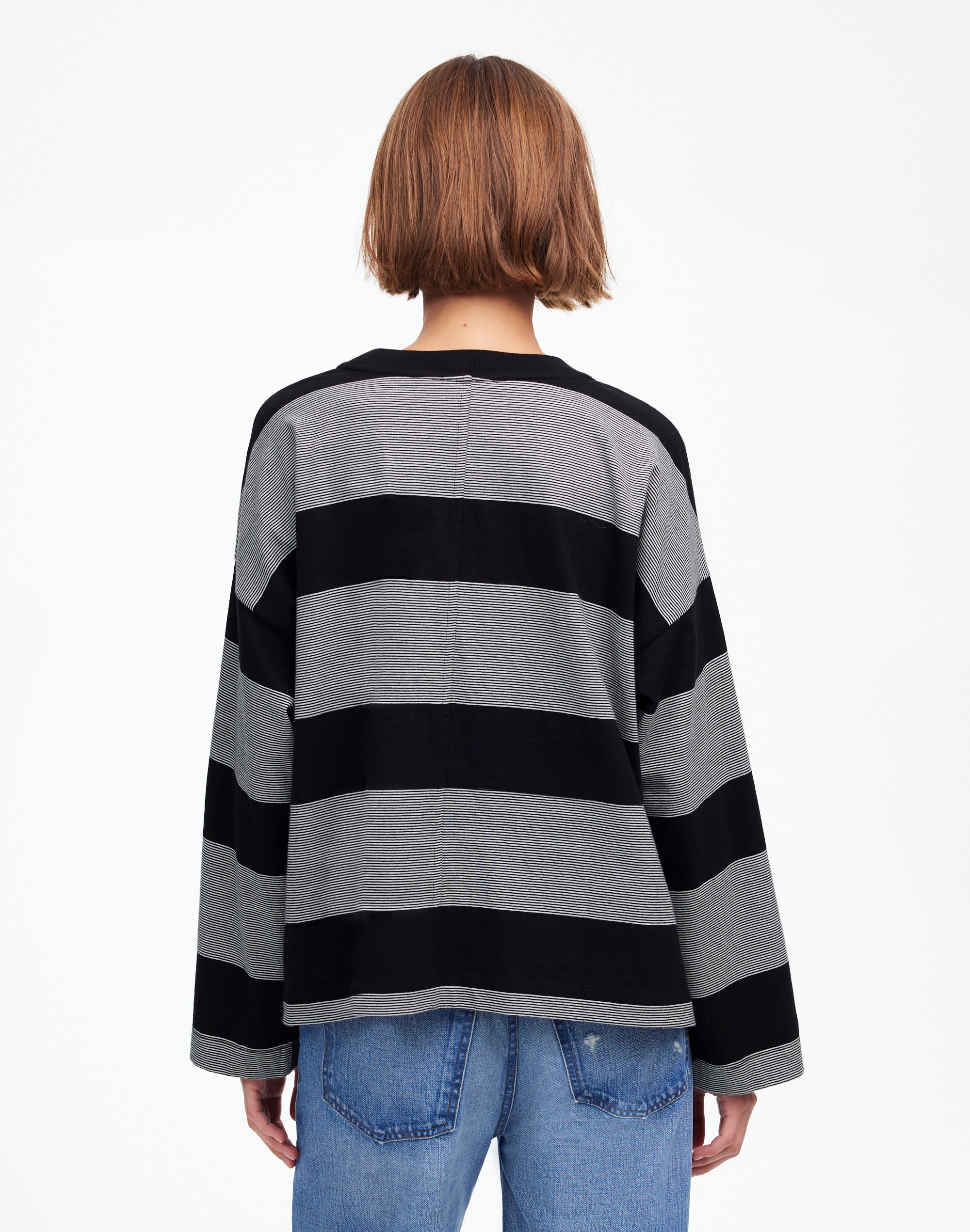 Oversized Crewneck Long-Sleeve Tee Stripe | Madewell