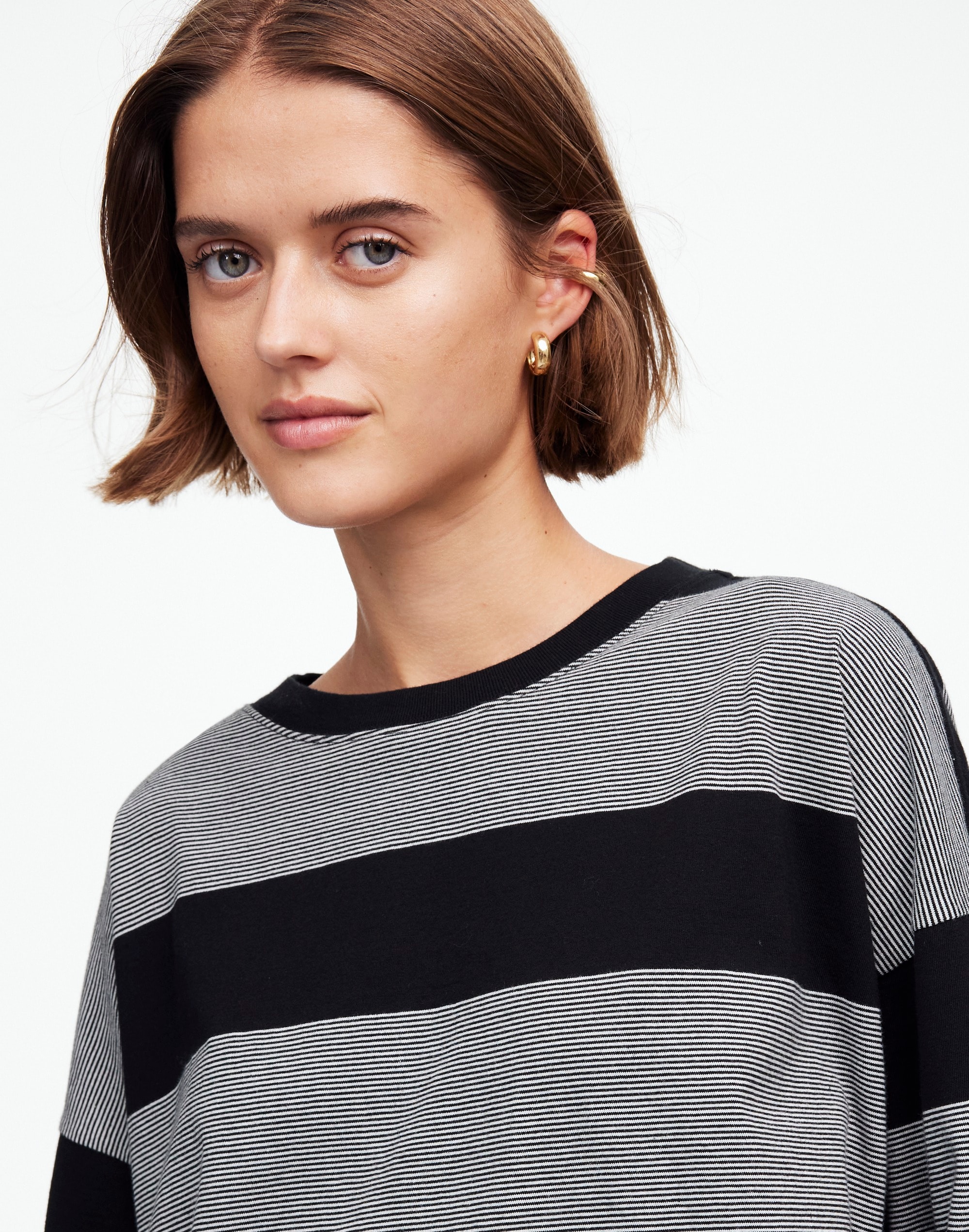 Oversized Crewneck Long-Sleeve Tee Stripe | Madewell