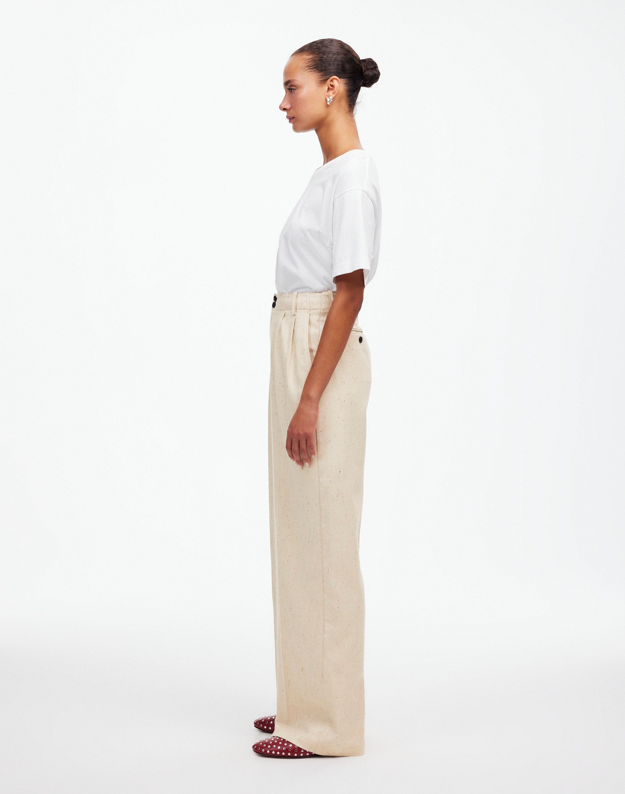 The Harlow Wide-Leg Pant Herringbone Italian Fabric | Madewell