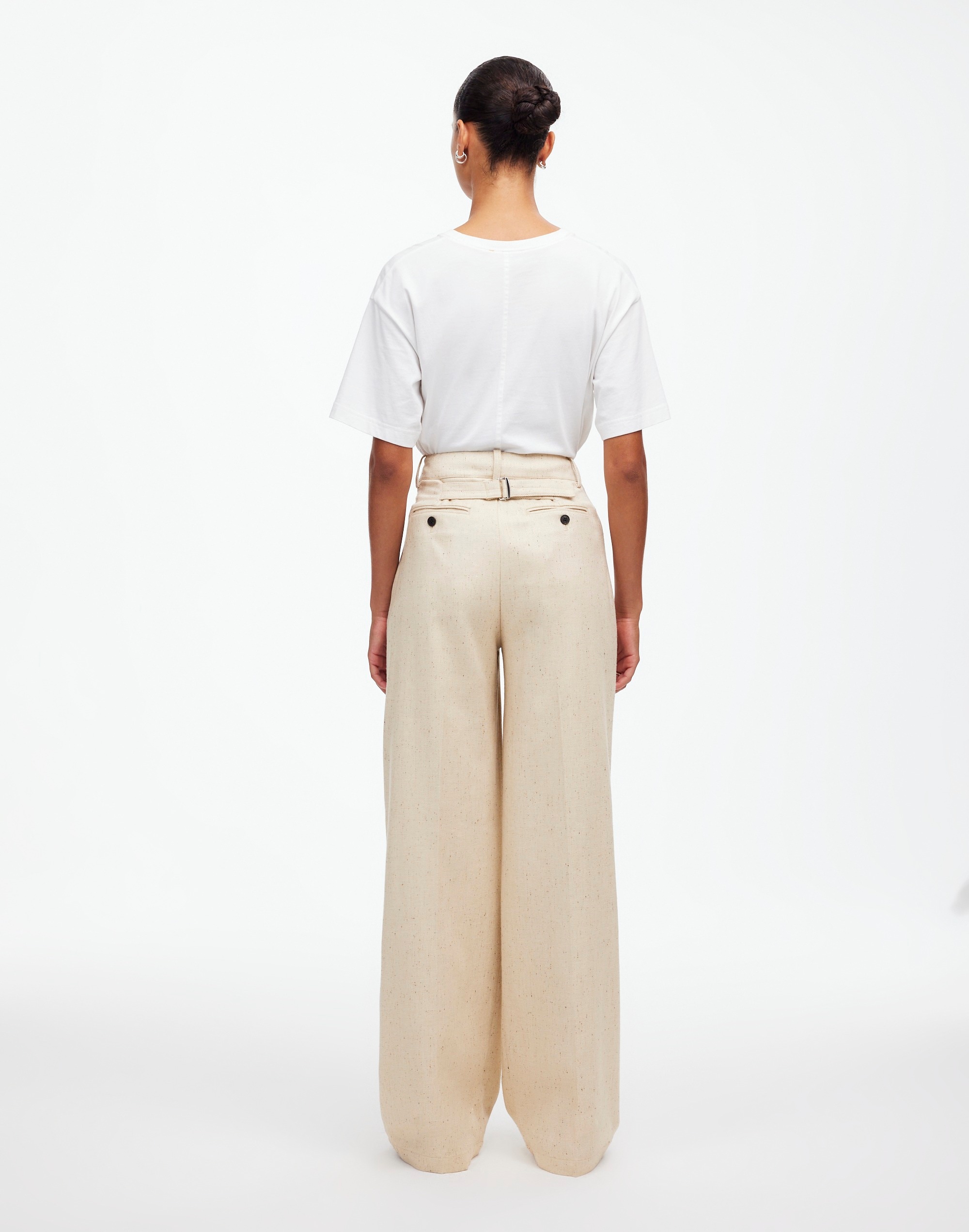 The Harlow Wide-Leg Pant Herringbone Italian Fabric | Madewell