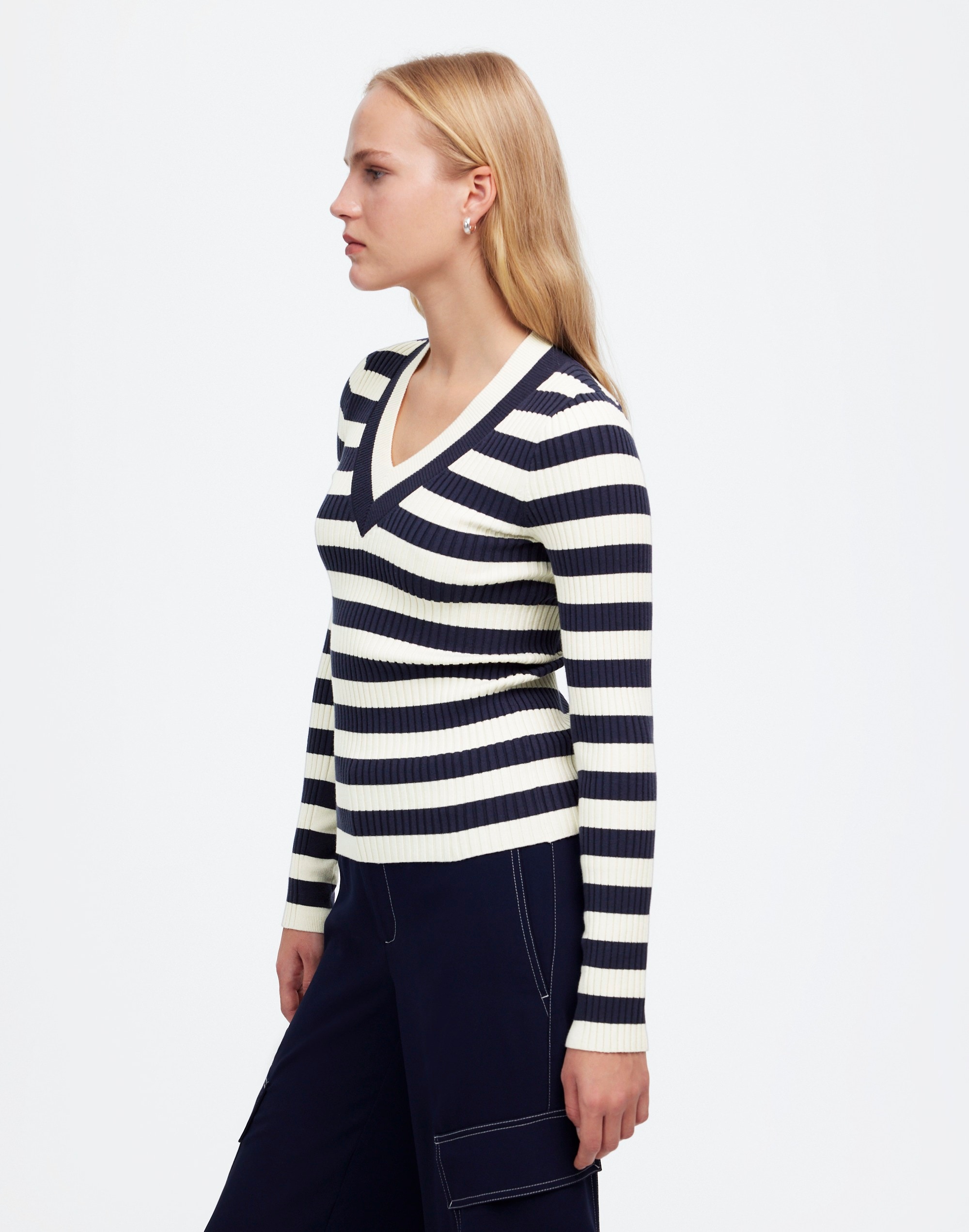 V-Neck Sweater Stripe | Madewell