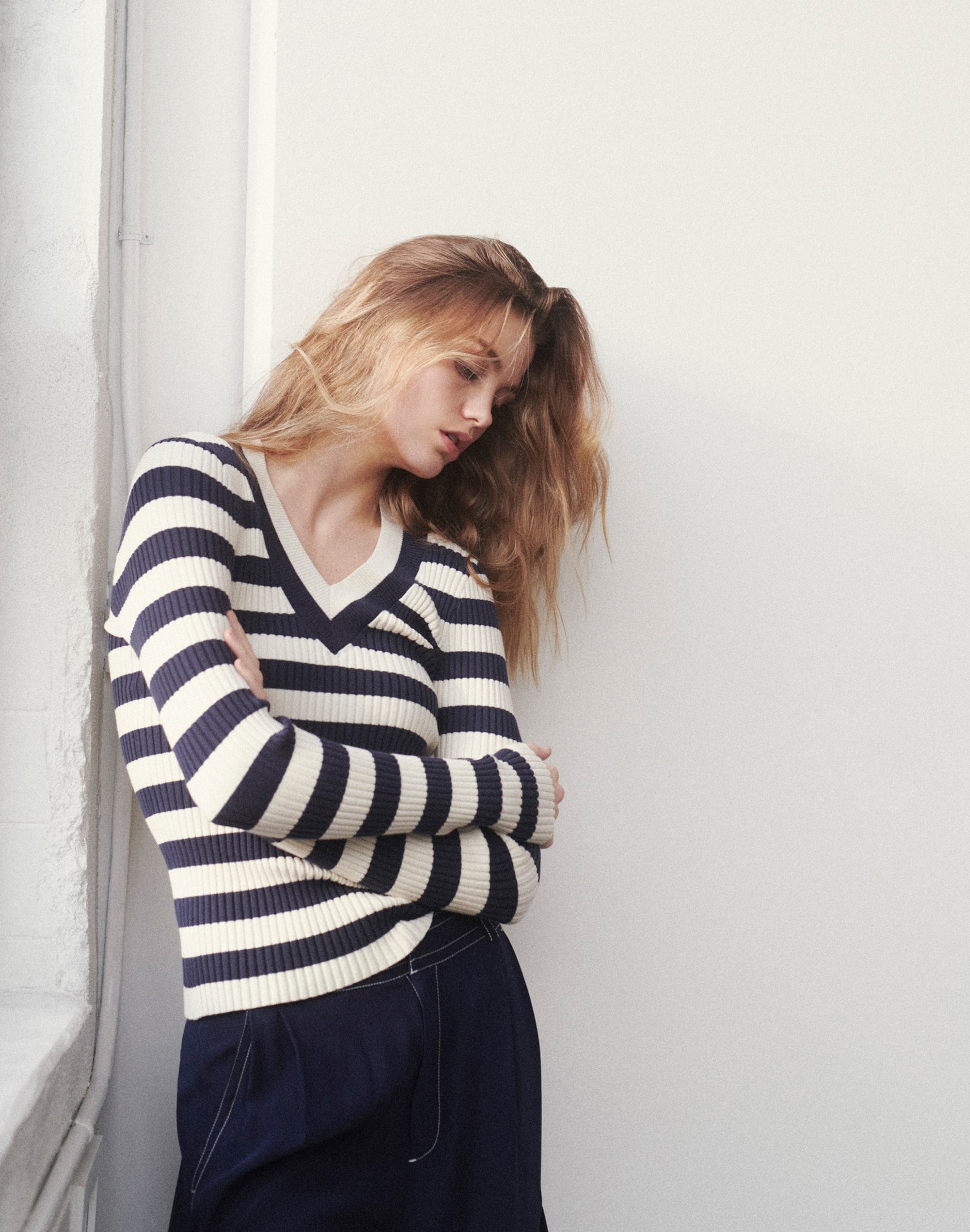 V-Neck Sweater in Stripe