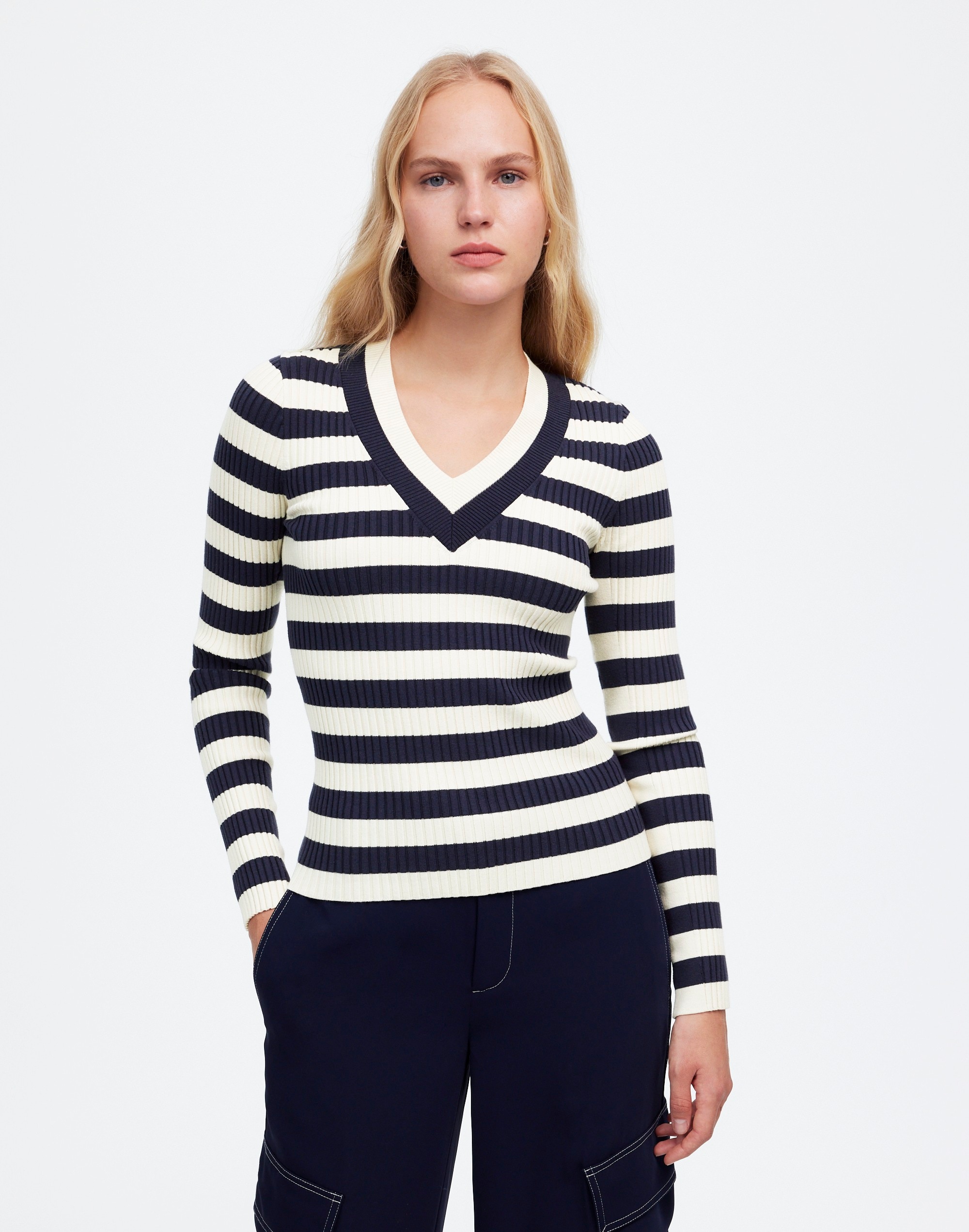 V-Neck Sweater Stripe | Madewell