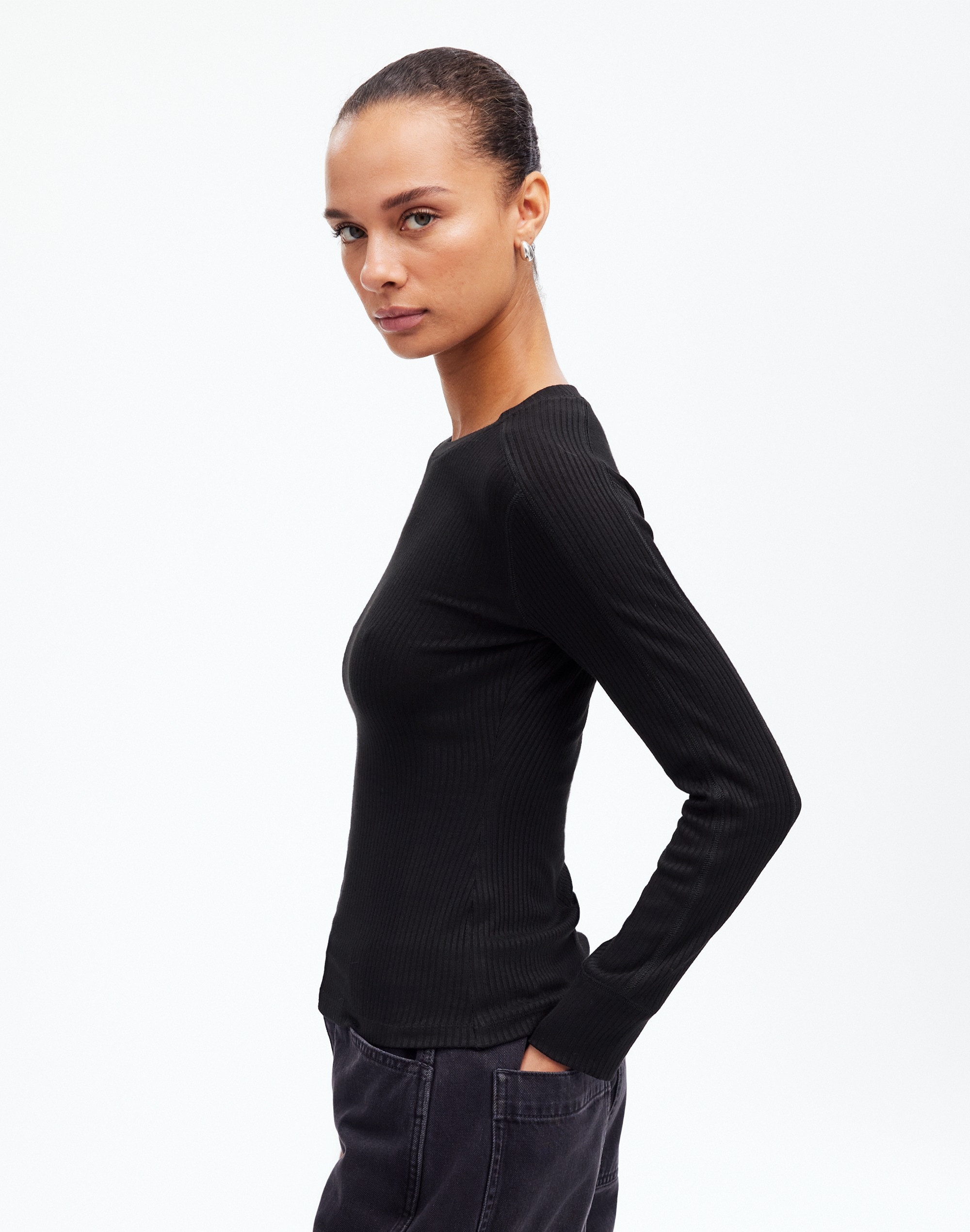 Ribbed Crewneck Long-Sleeve Tee | Madewell