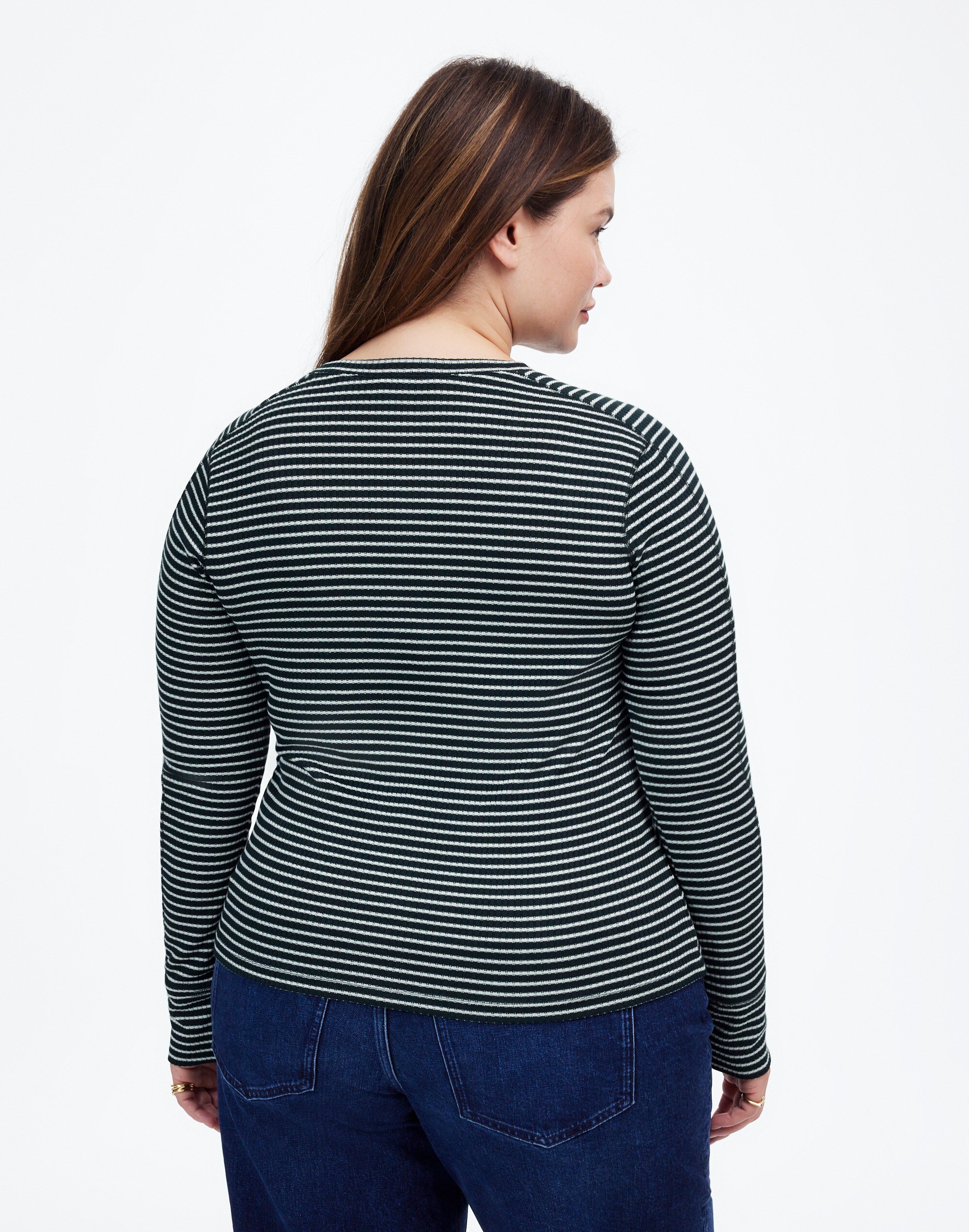 Plus Ribbed Crewneck Long-Sleeve Tee Stripe | Madewell