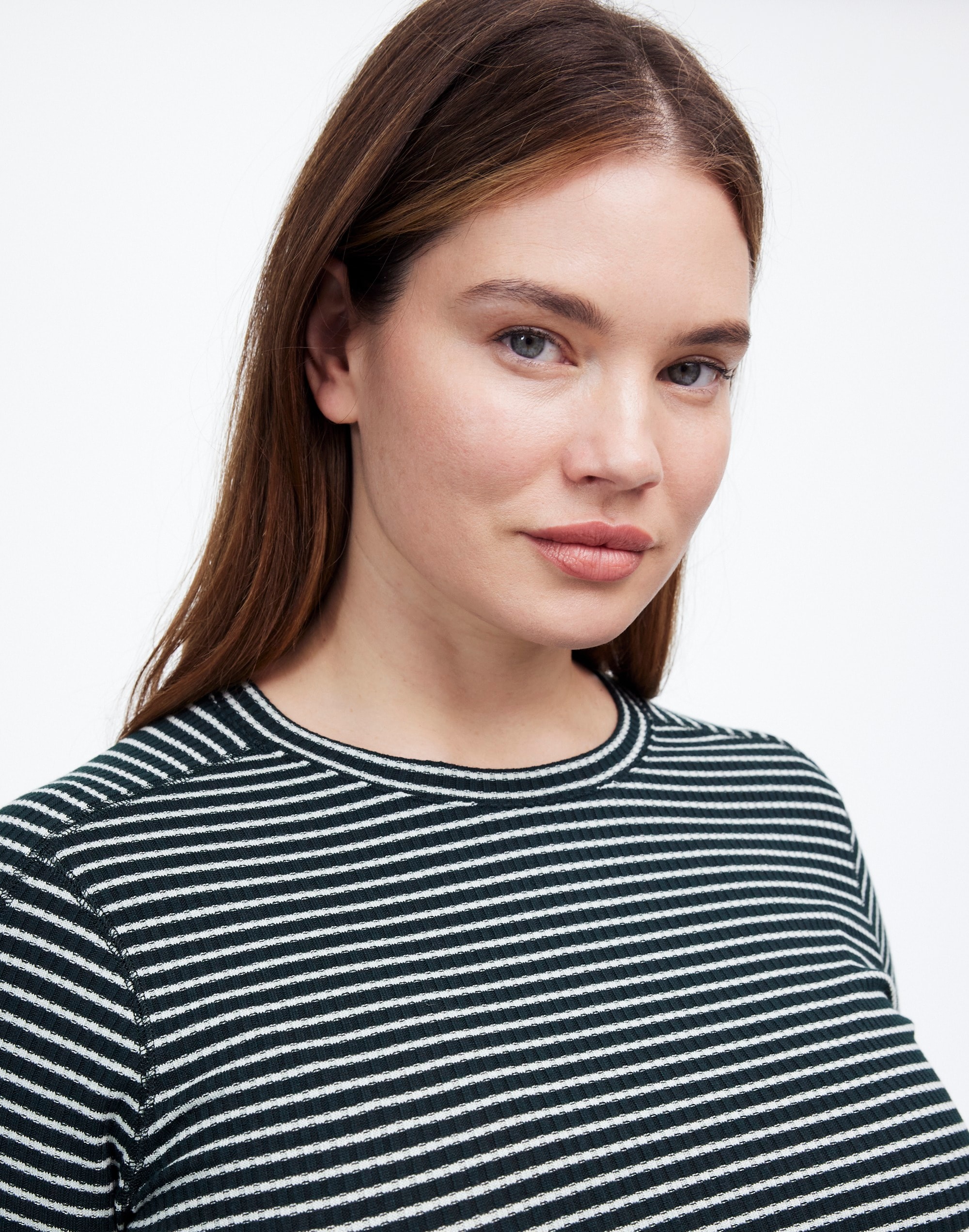 Plus Ribbed Crewneck Long-Sleeve Tee Stripe | Madewell