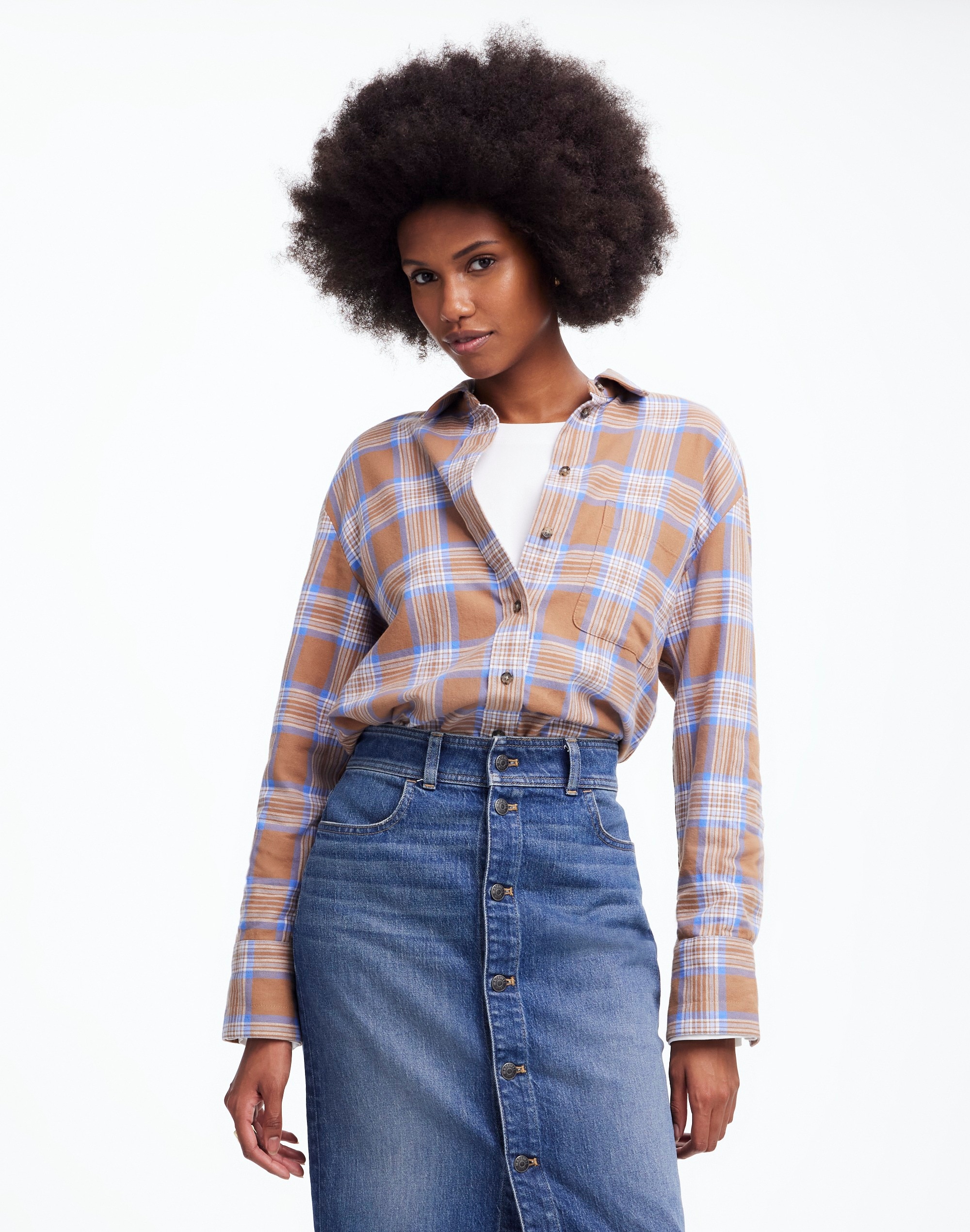 Relaxed Straight-Hem Button-Up Shirt Plaid | Madewell