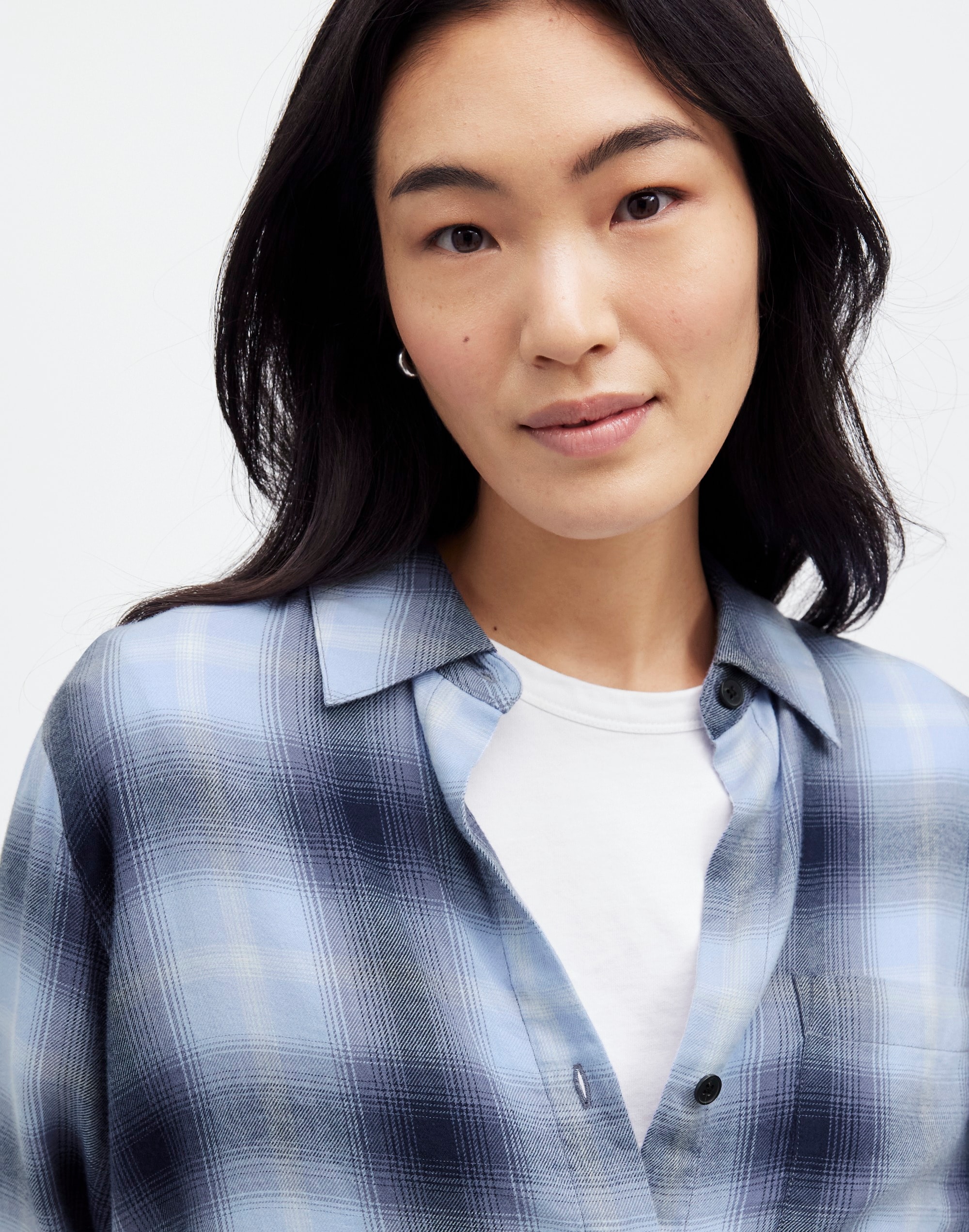 Easy Y-Neck Button-Up Shirt