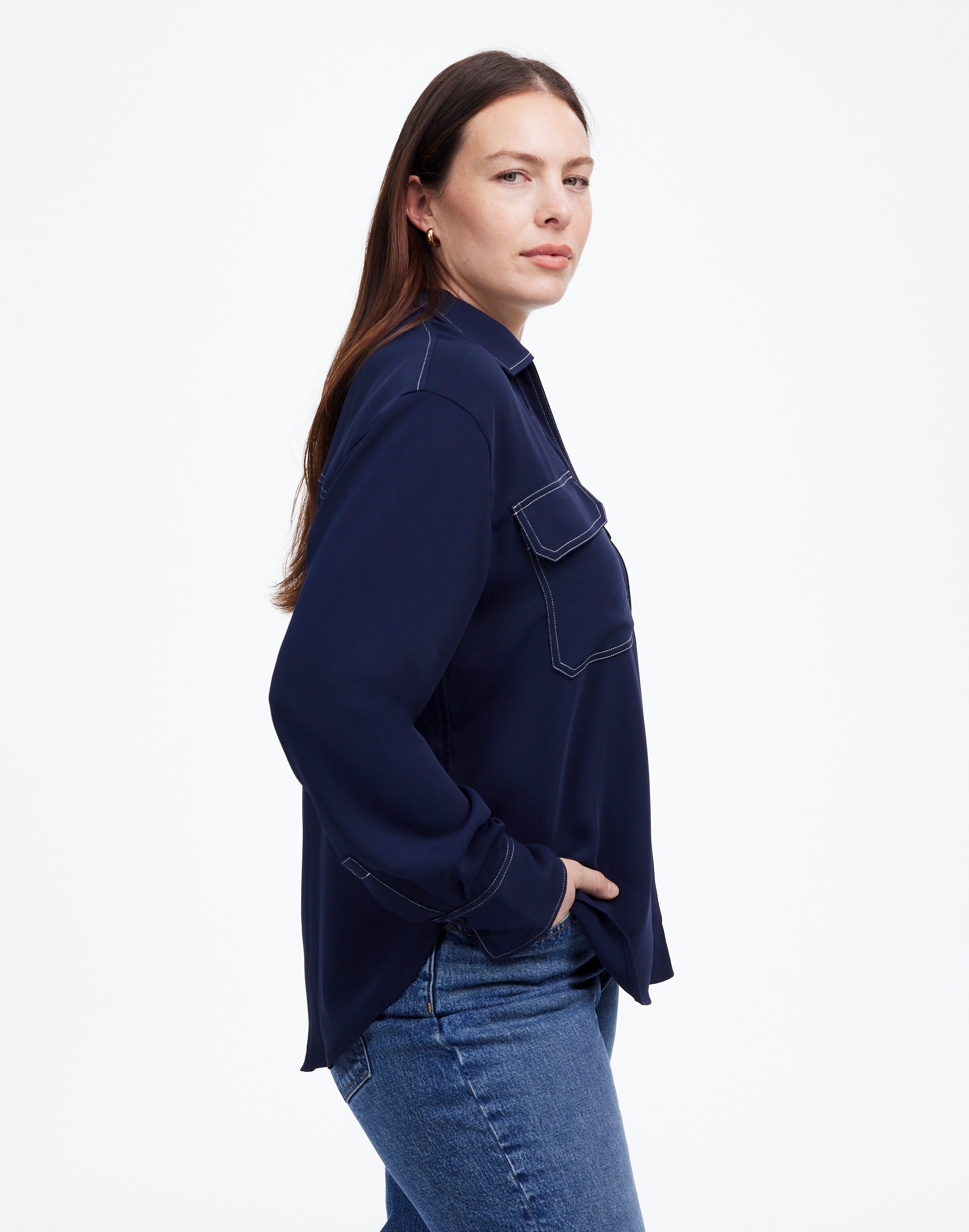 Contrast-Stitch Popover Shirt | Madewell