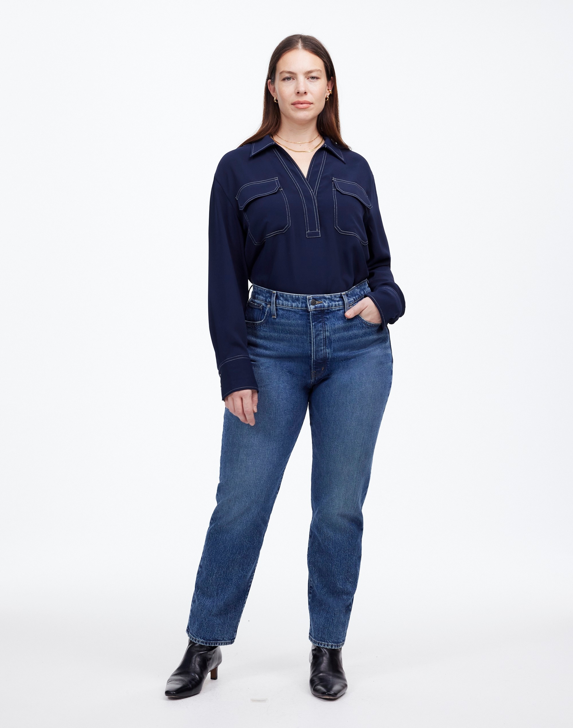 Contrast-Stitch Popover Shirt | Madewell