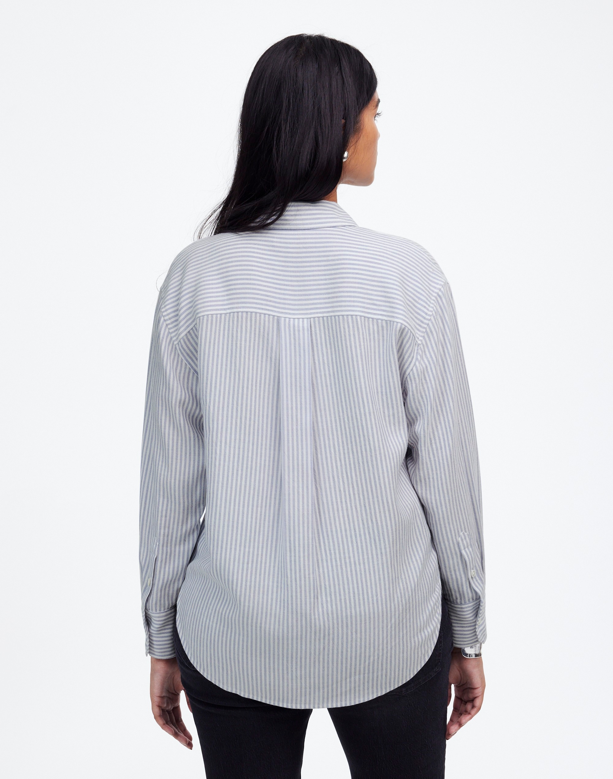 Drapey Long-Sleeve Popover Shirt Stripe | Madewell