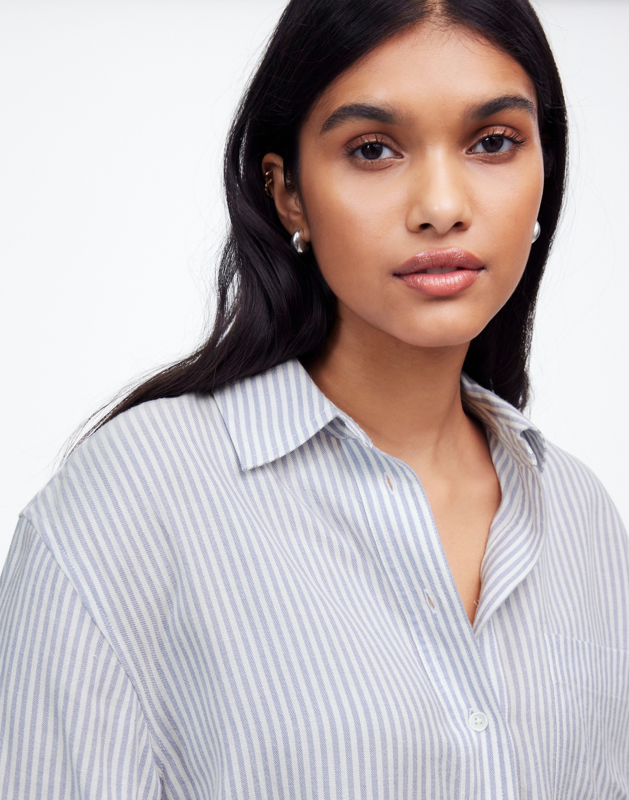 Drapey Long-Sleeve Popover Shirt Stripe | Madewell