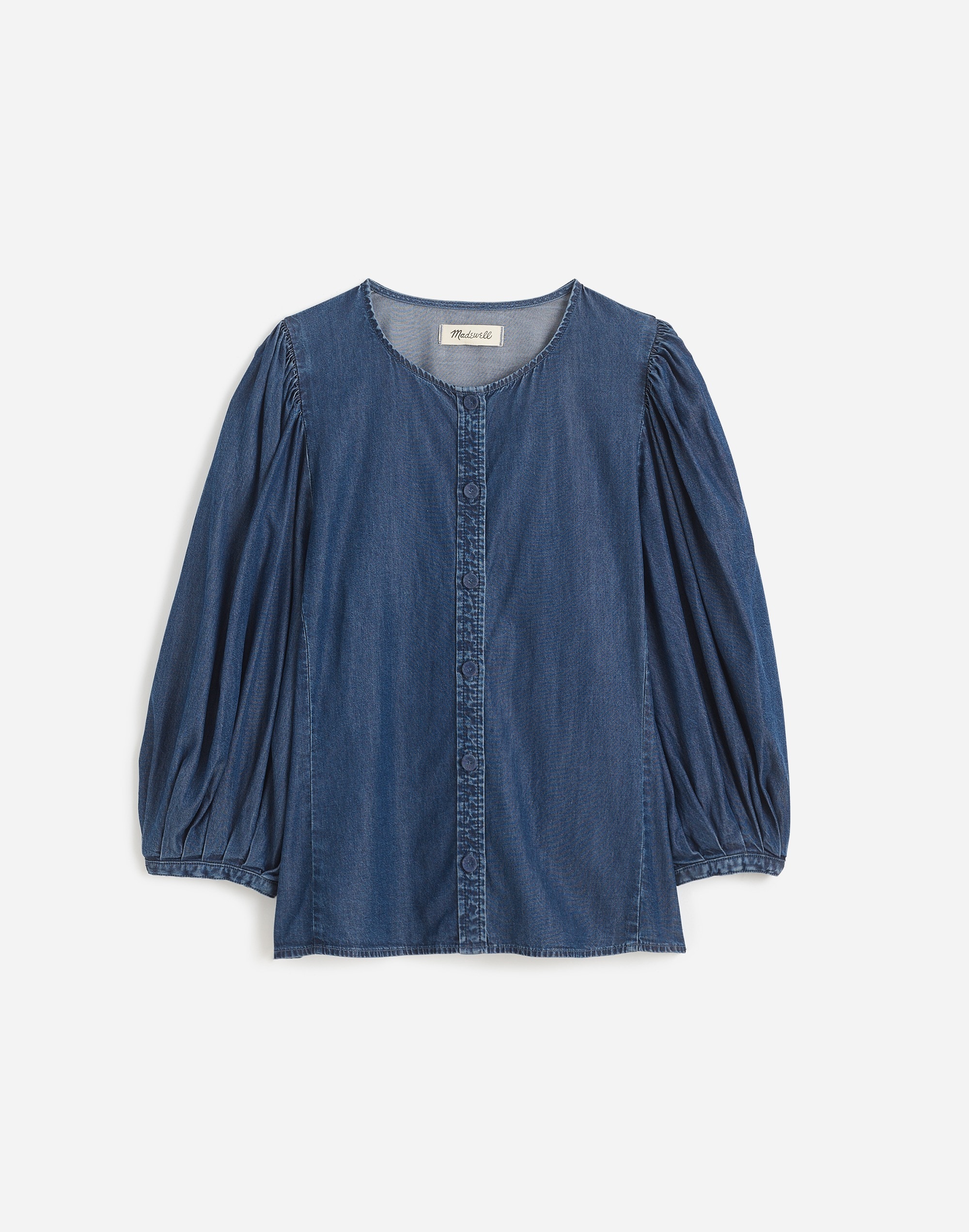 Denim Puff-Sleeve Button-Up Top | Madewell