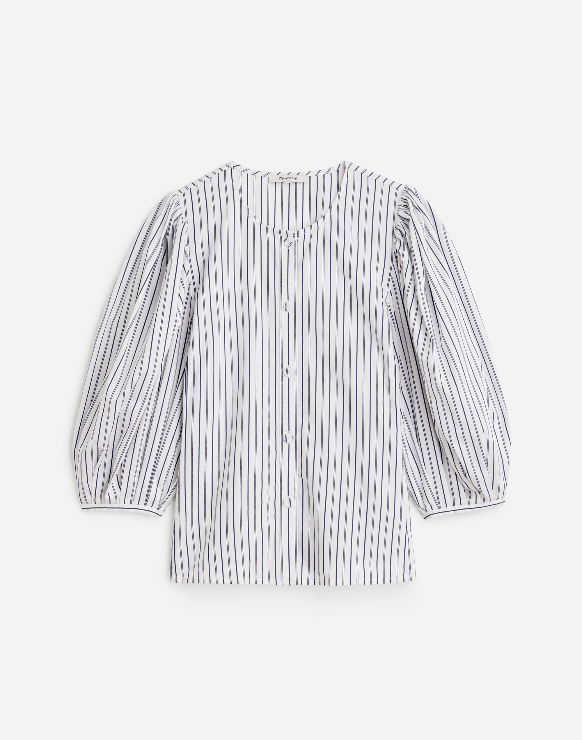 Puff-Sleeve Button-Up Top Stripe | Madewell