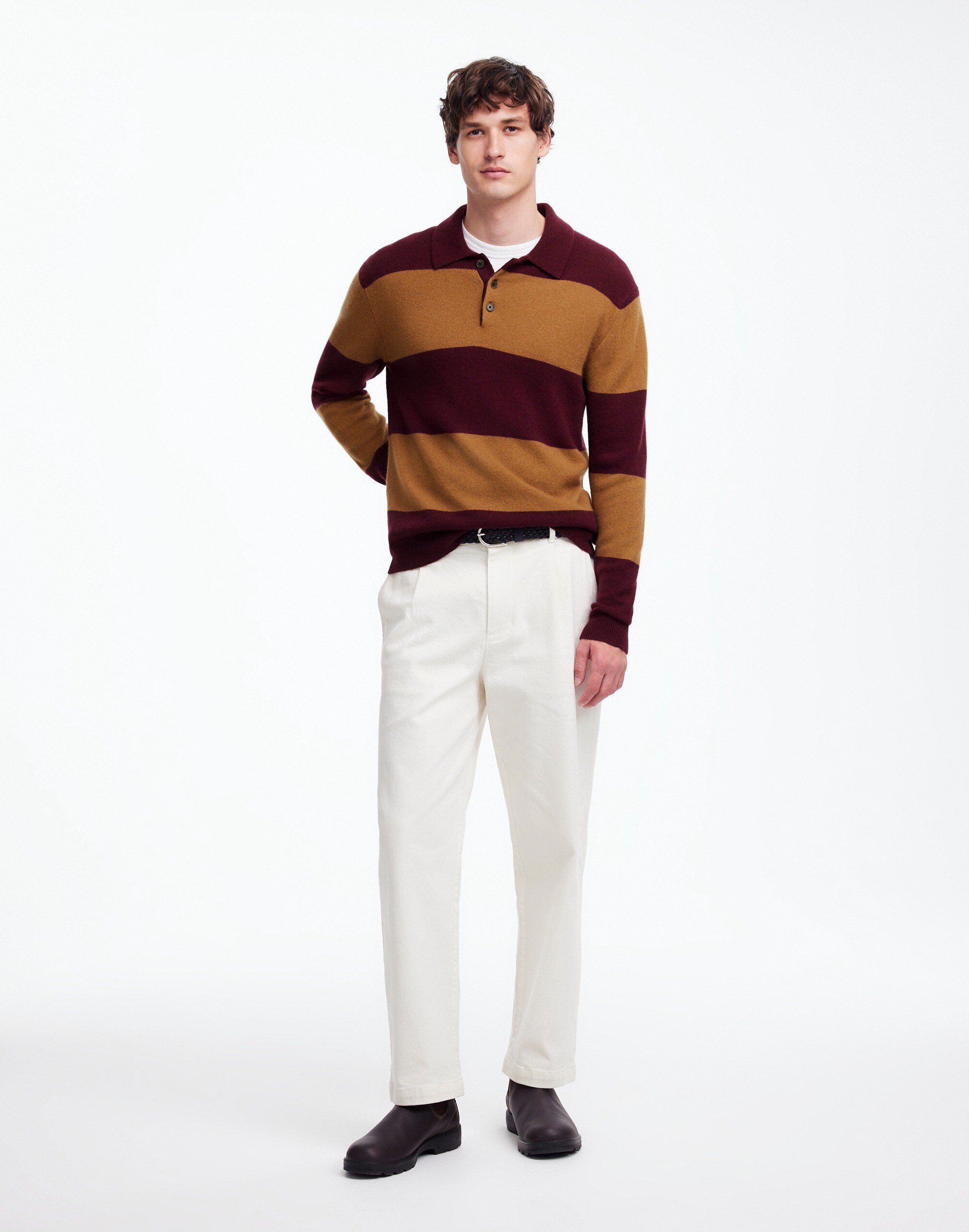 Rugby-Stripe Sweater Polo Shirt SoftWool | Madewell