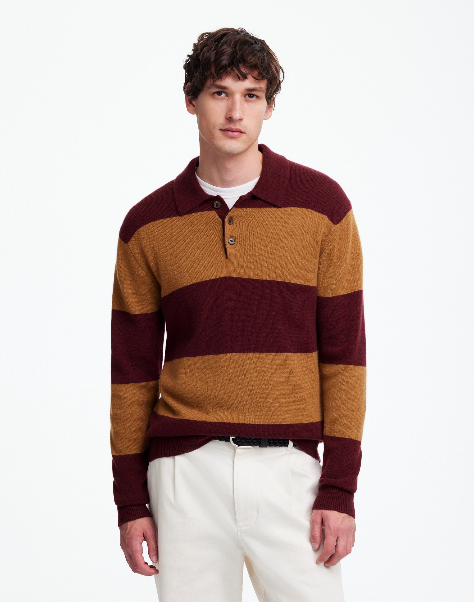 Rugby-Stripe Sweater Polo Shirt SoftWool | Madewell