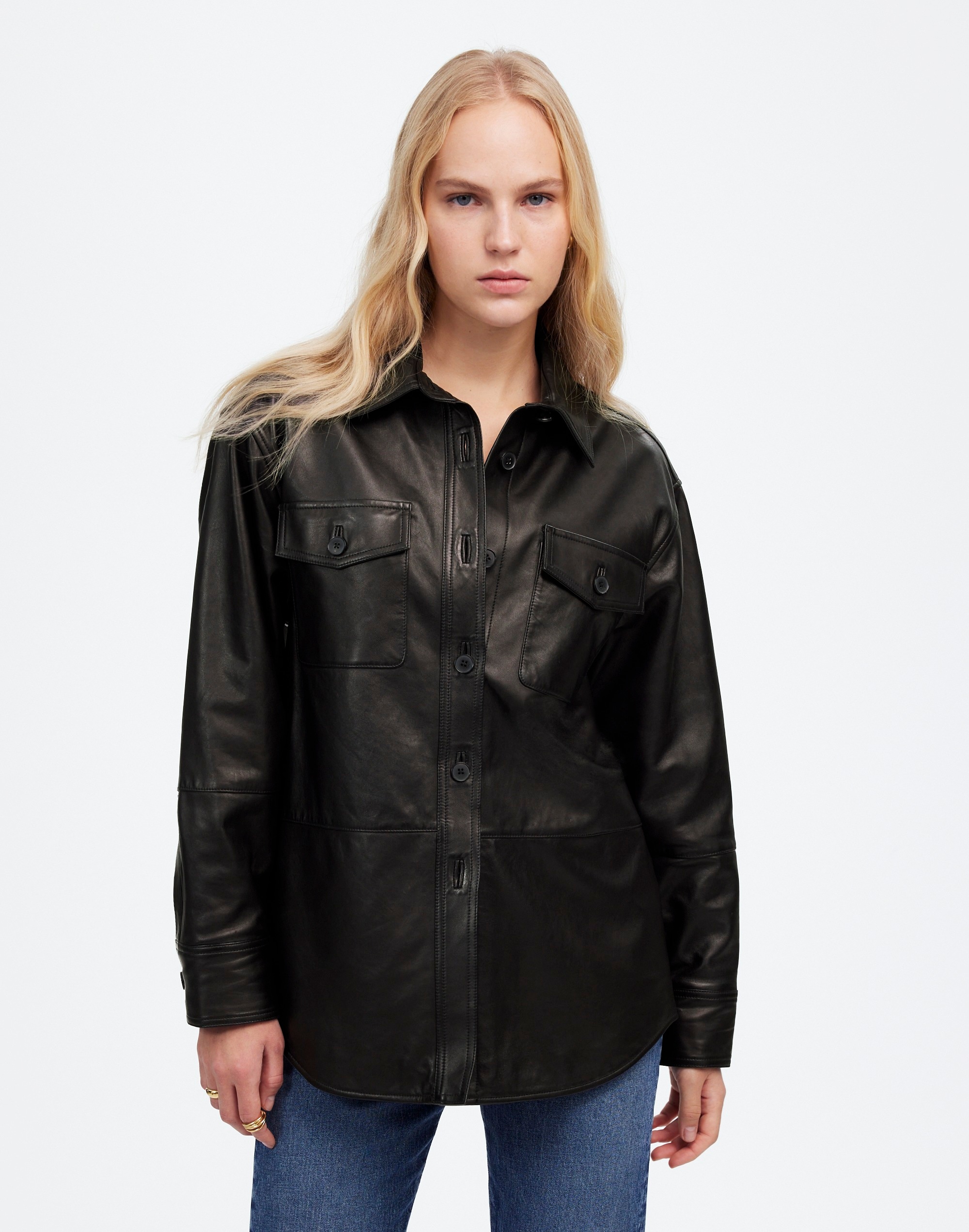 Washed Leather Shirt-Jacket | Madewell