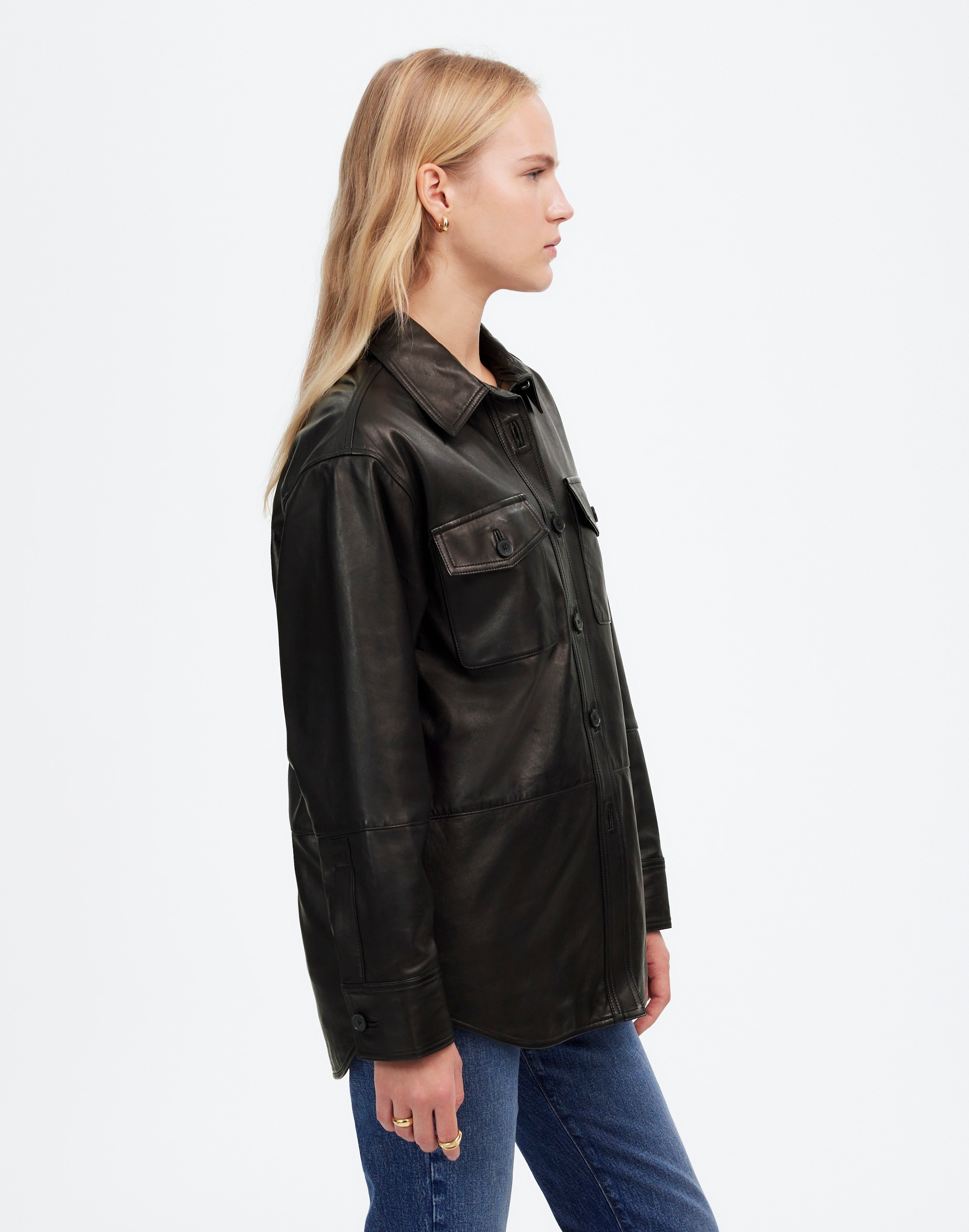 Washed Leather Shirt-Jacket | Madewell