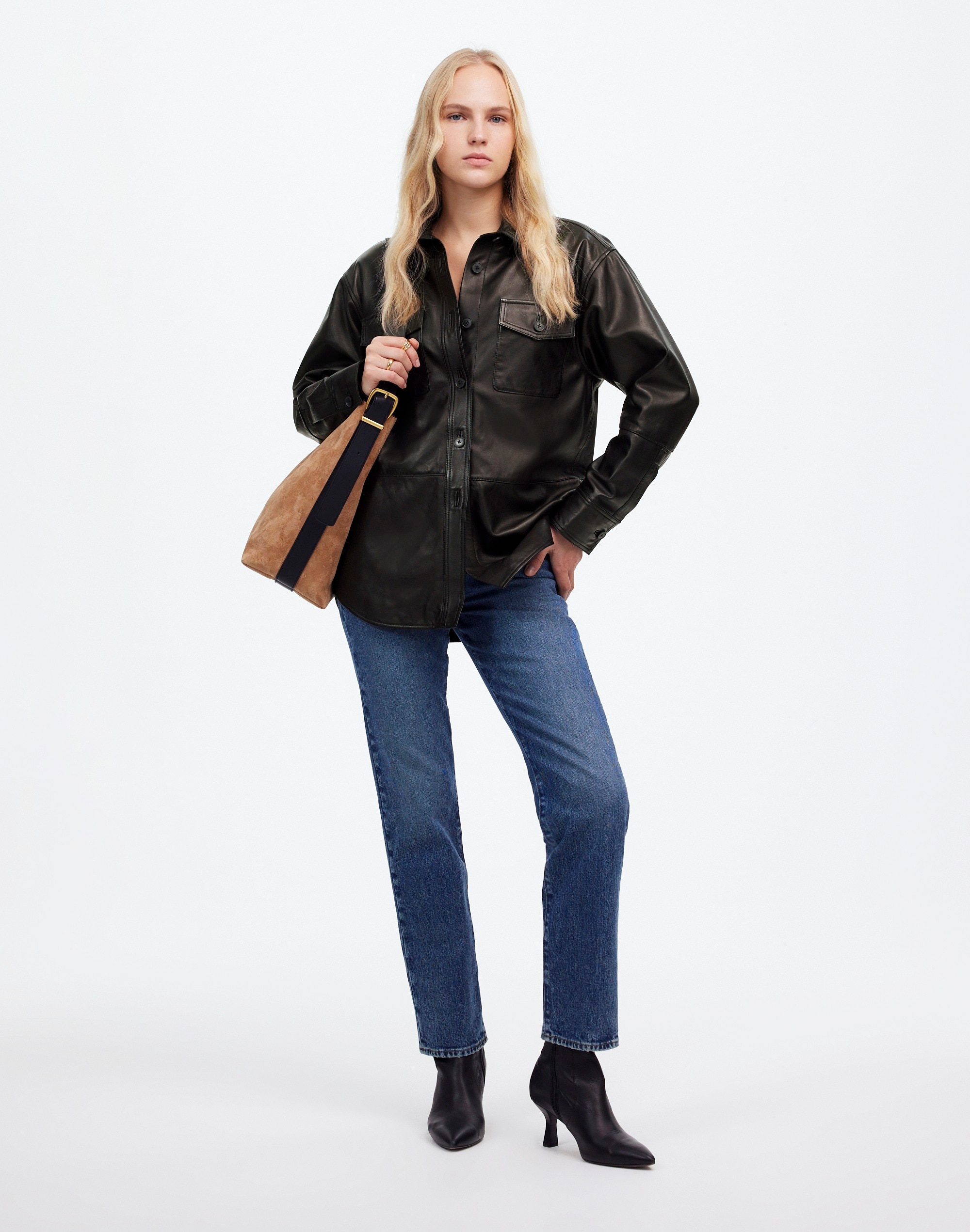 Washed Leather Shirt-Jacket | Madewell