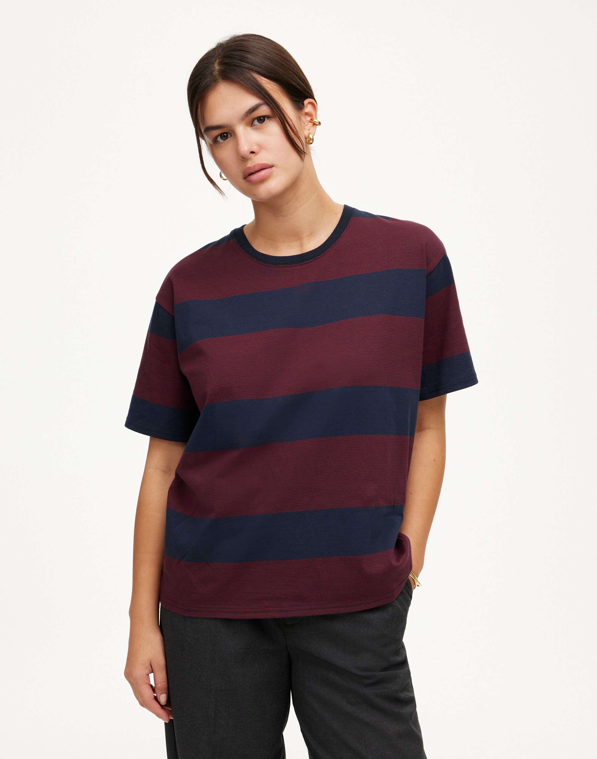 Cotton Relaxed Oversized Tee Stripe | Madewell