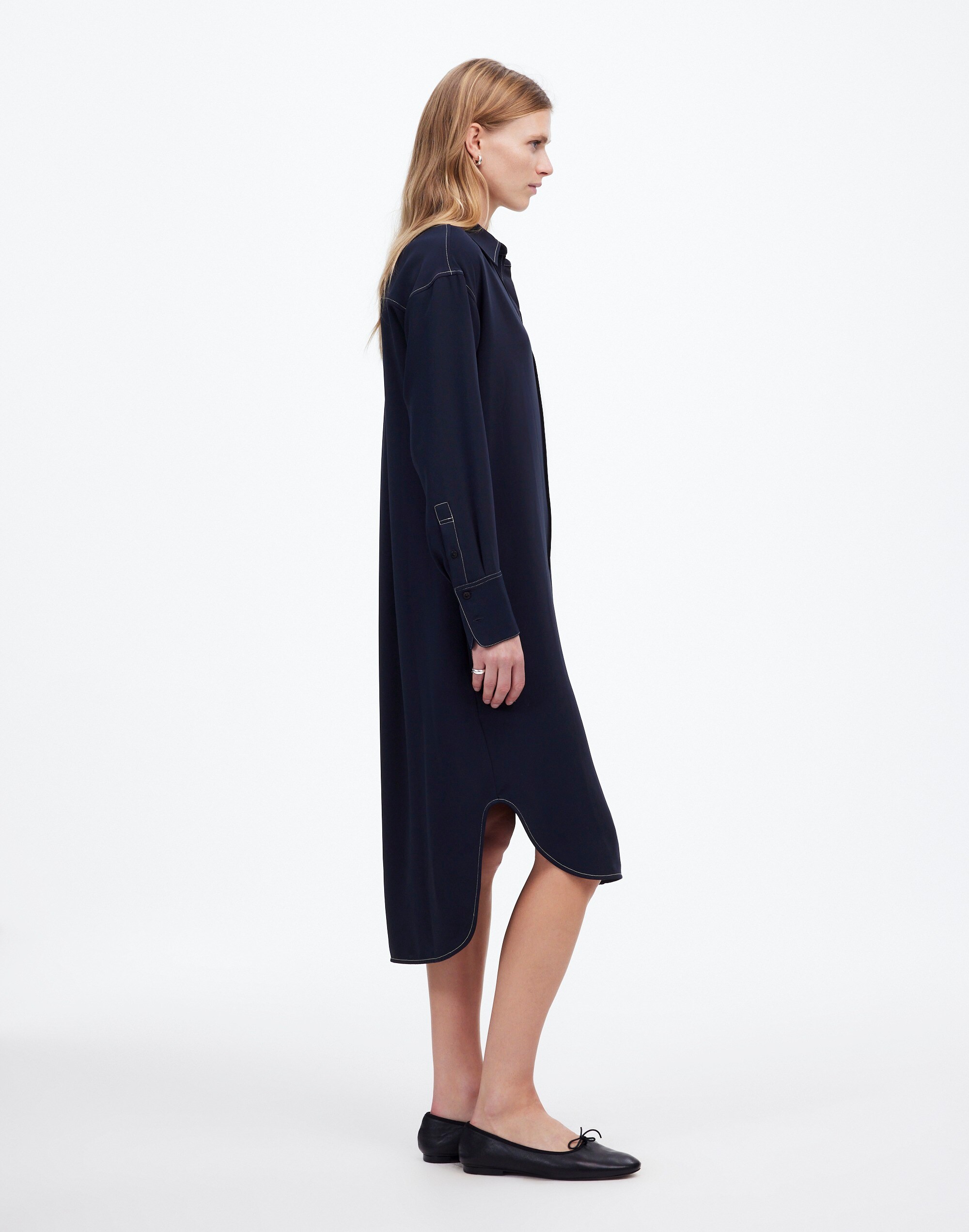 Contrast-Stitched Midi Shirtdress | Madewell