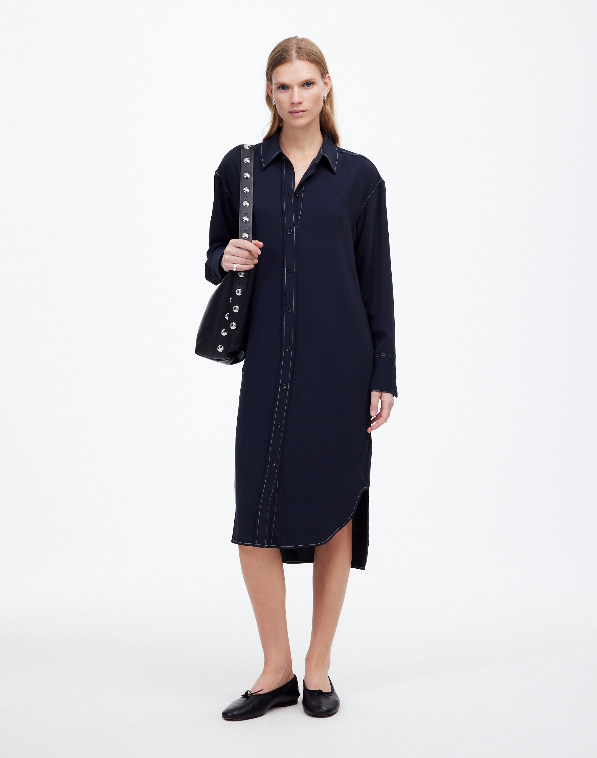 Contrast-Stitched Midi Shirtdress | Madewell