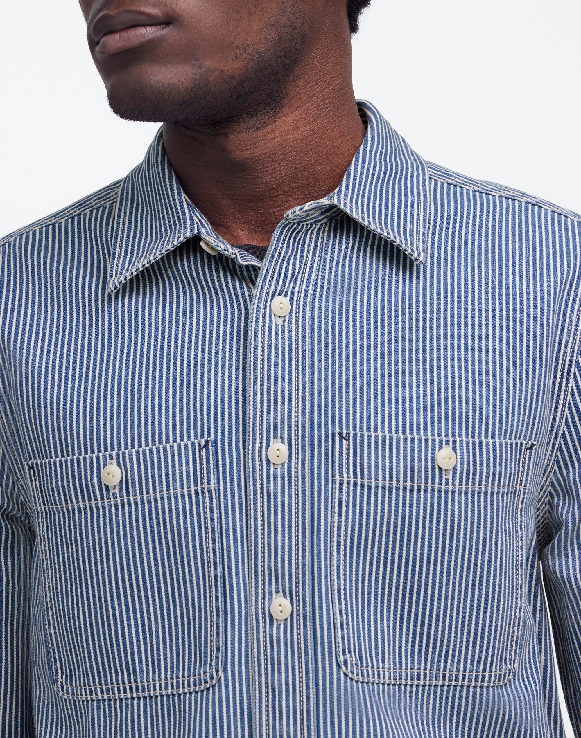 Indigo-Dyed Shirt Engineer Stripe | Madewell