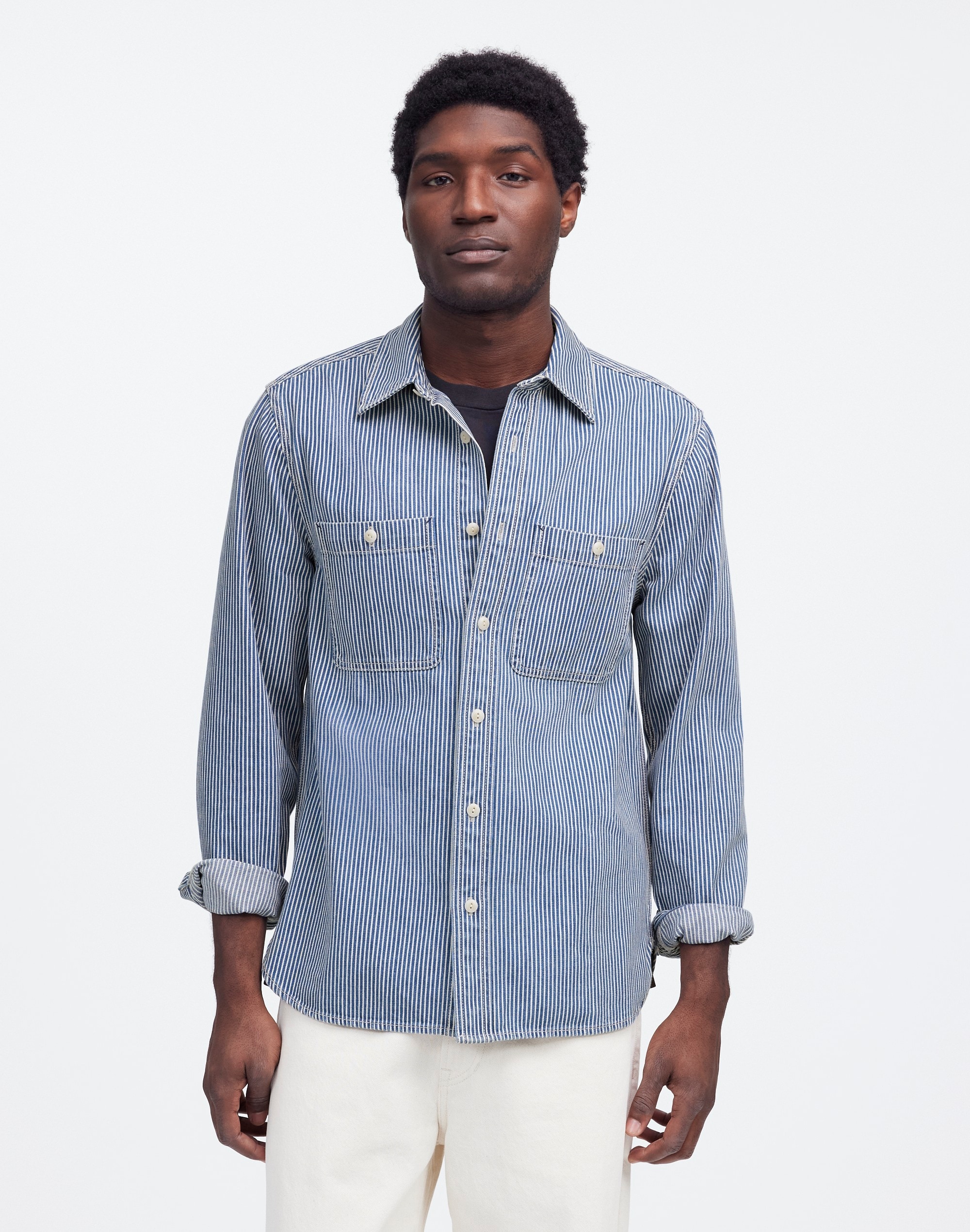 Indigo-Dyed Shirt Engineer Stripe | Madewell